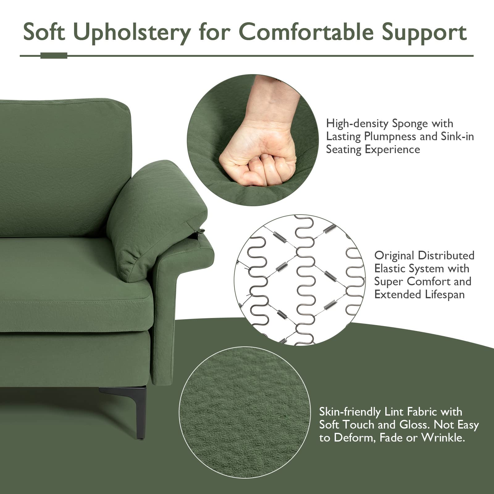 100.5 Inch Convertible L-Shaped Sectional Sofa Couch, 3-Seat Sofa with Reversible Chaise Lounge