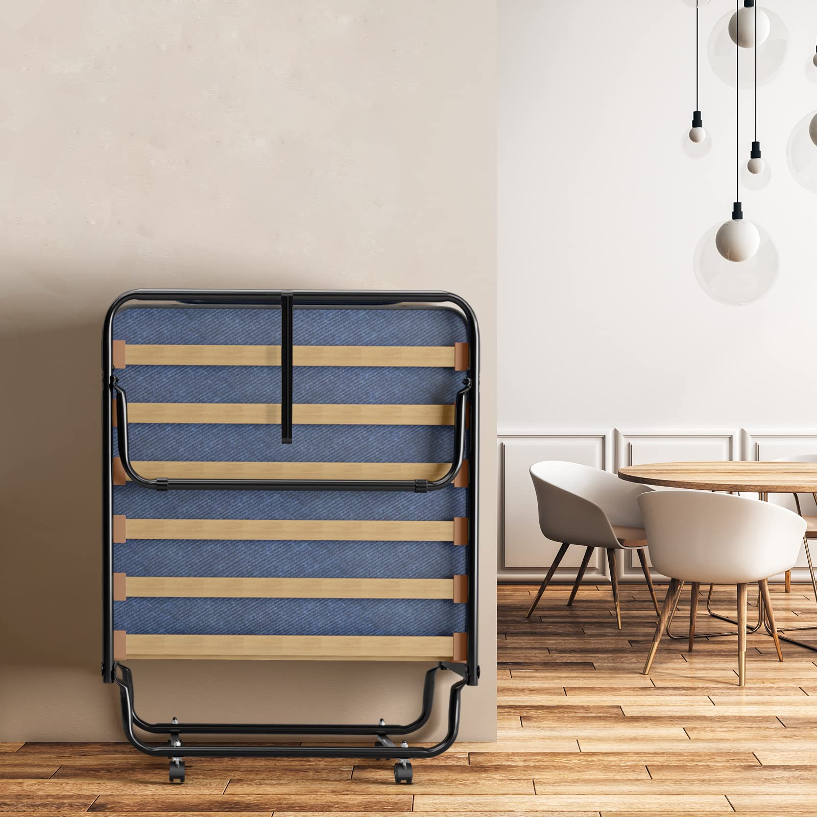 Portable Folding Rollaway Bed with Steel Frame & Memory Foam Mattress