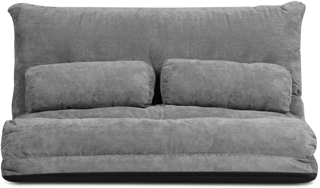 Multi-Functional 6-Position Foldable Lazy Floor Sofa with 2 Pillows