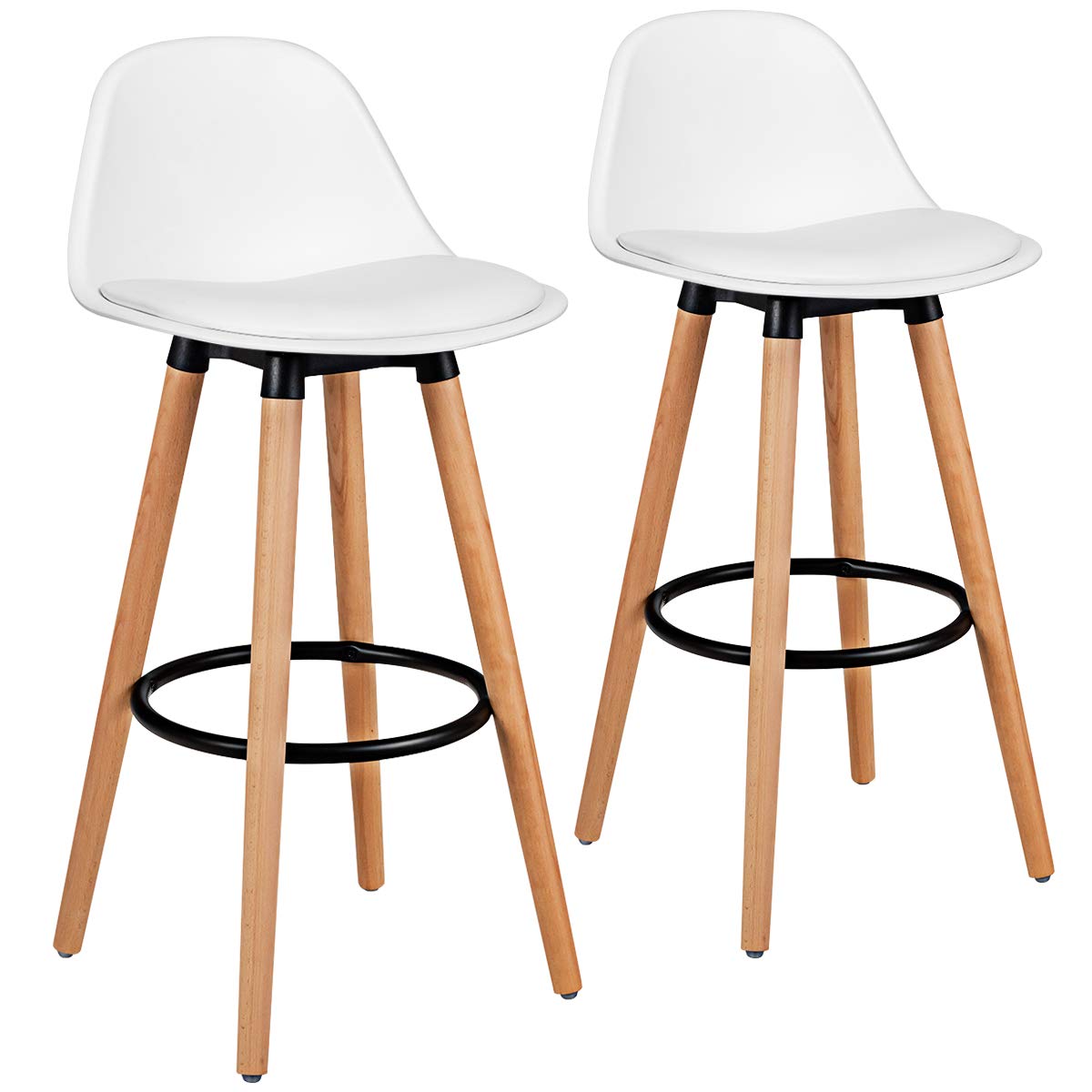 Bar Stools Set of 2/4, Modern Armless Kitchen Stool with Soft PU Leather Seat