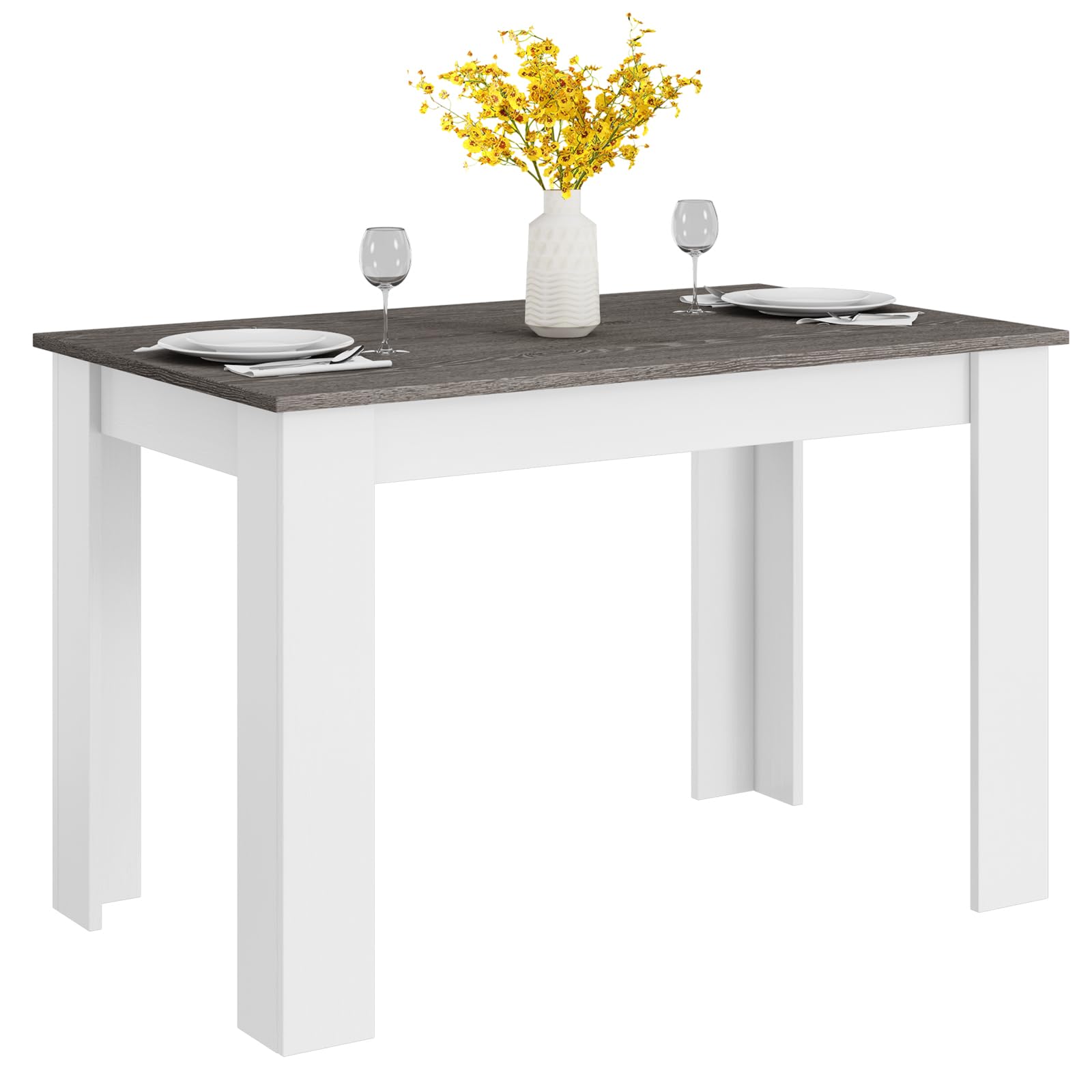 Wooden Dining Table, Modern Kitchen Table for 4, 47" L x 28" W x 30" H