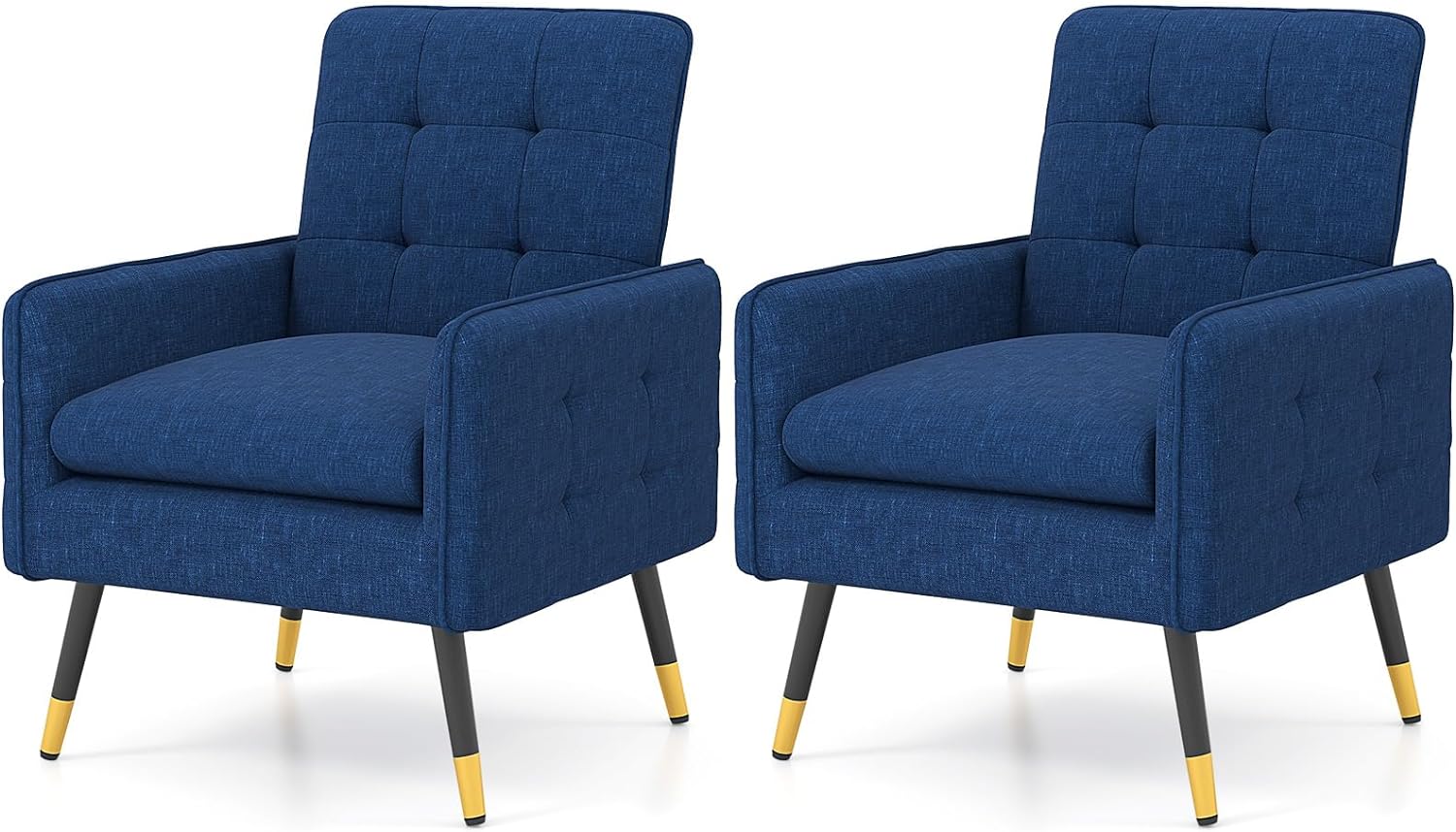 Modern Accent Chair, Upholstered Armchair Single Sofa Chair with Metal Legs & Adjustable Foot Pads