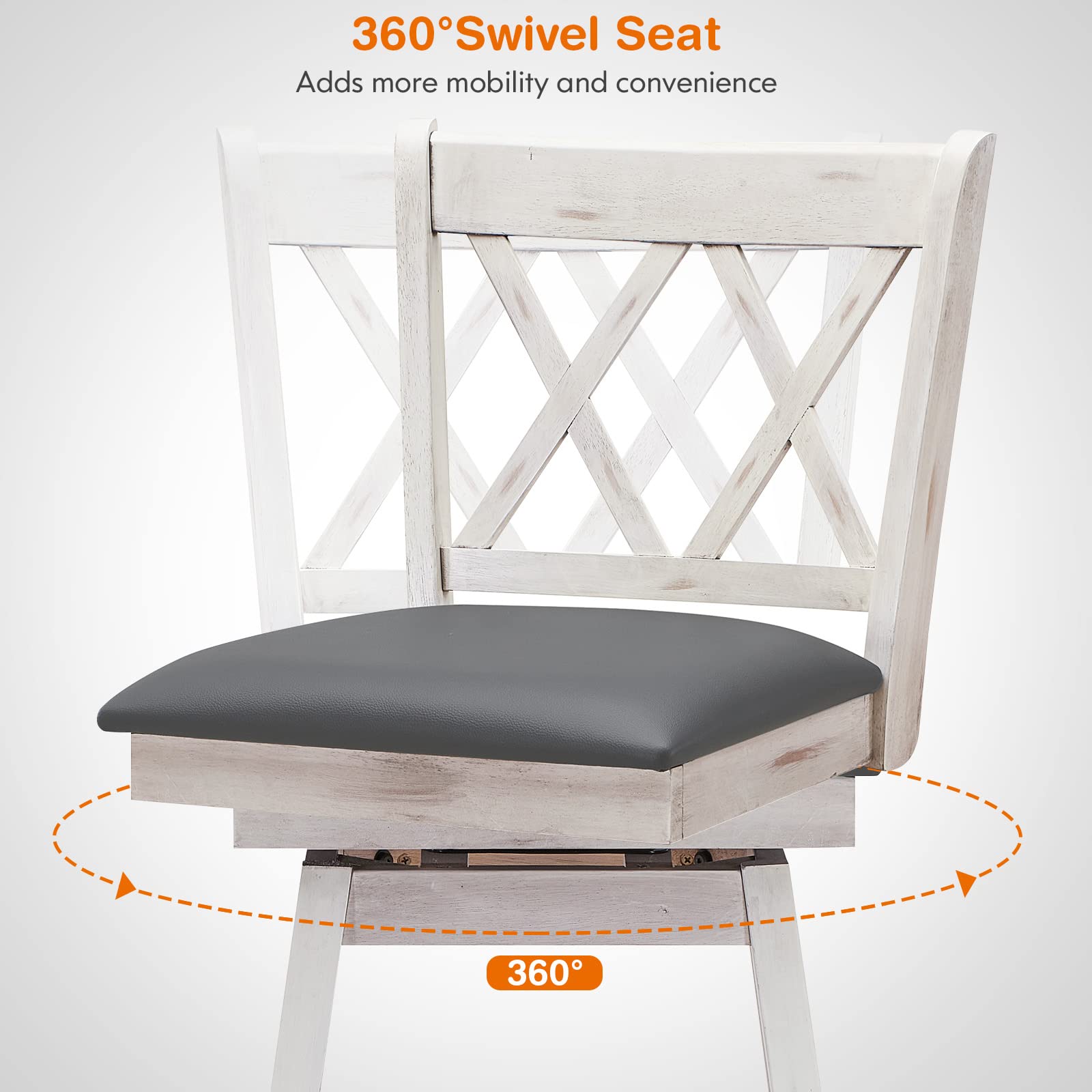 360 &deg; Swivel Bar Stool Set of 2/4 with Foot Rest Upholstered Cushion & Ergonomic Backrest