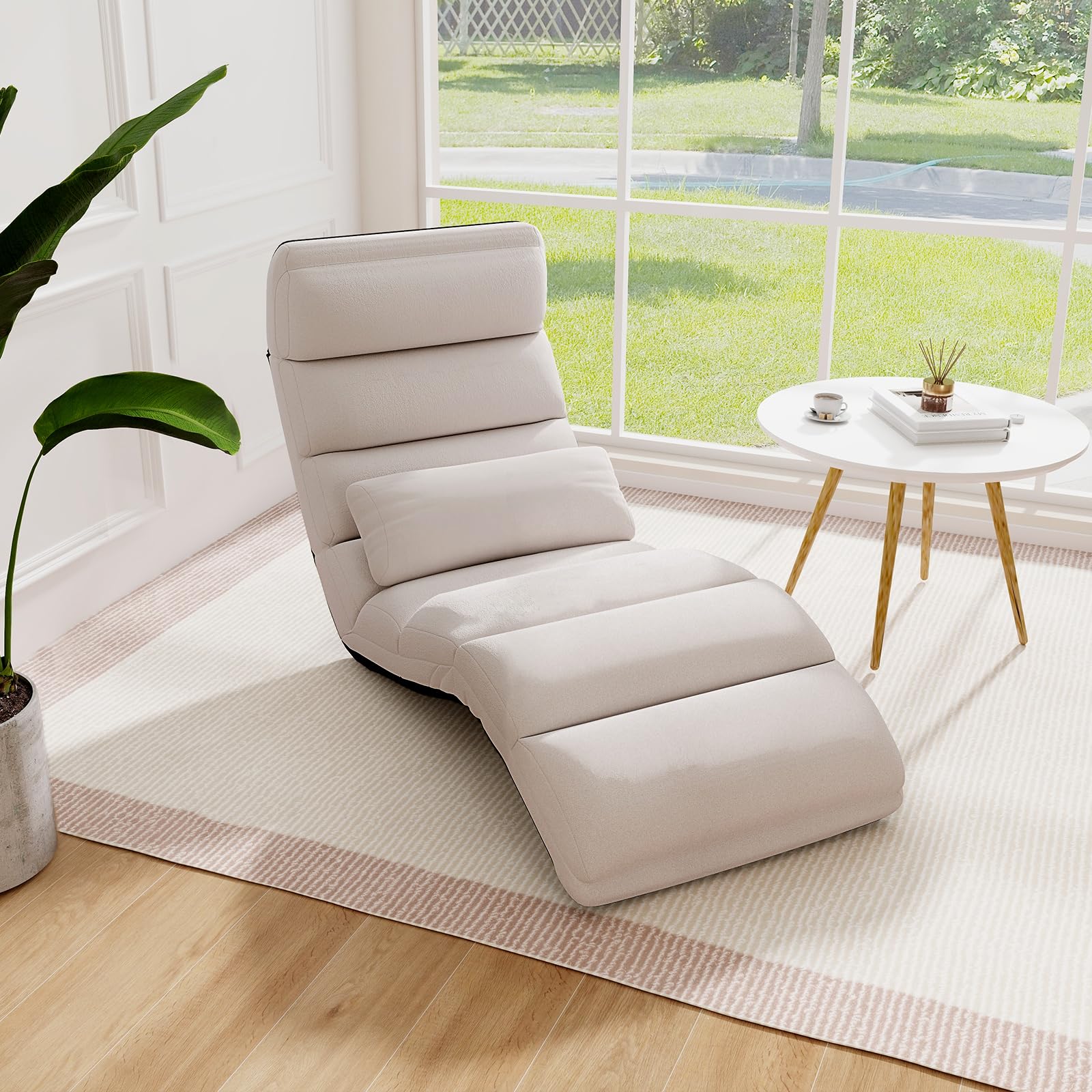 Floor Chairs for Adults, Adjustable 5-Position Floor Lounger with Thick Padded & Pillow