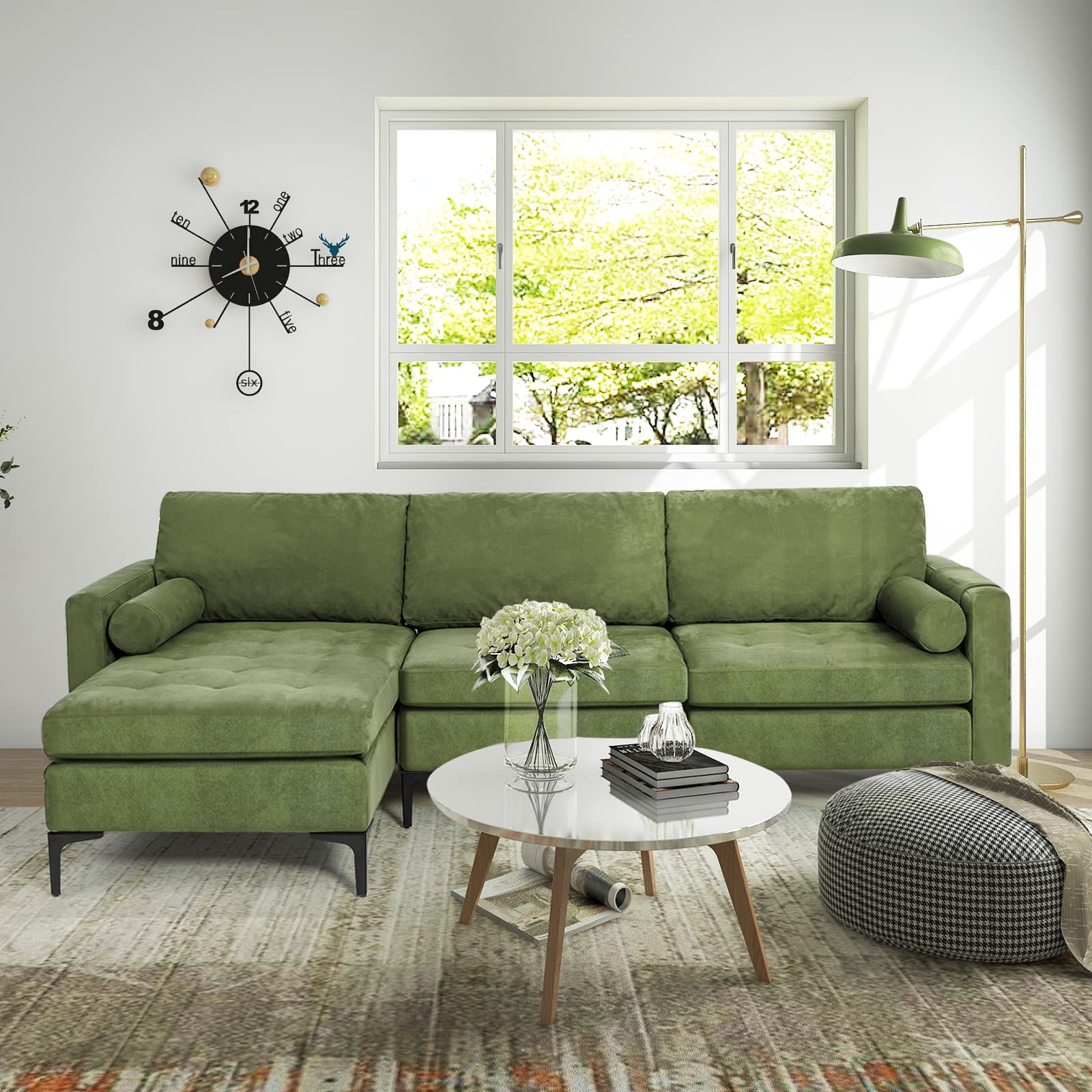 Modern Accent Sofa w/Comfy Cushion Bolster for Bedroom Reception Room