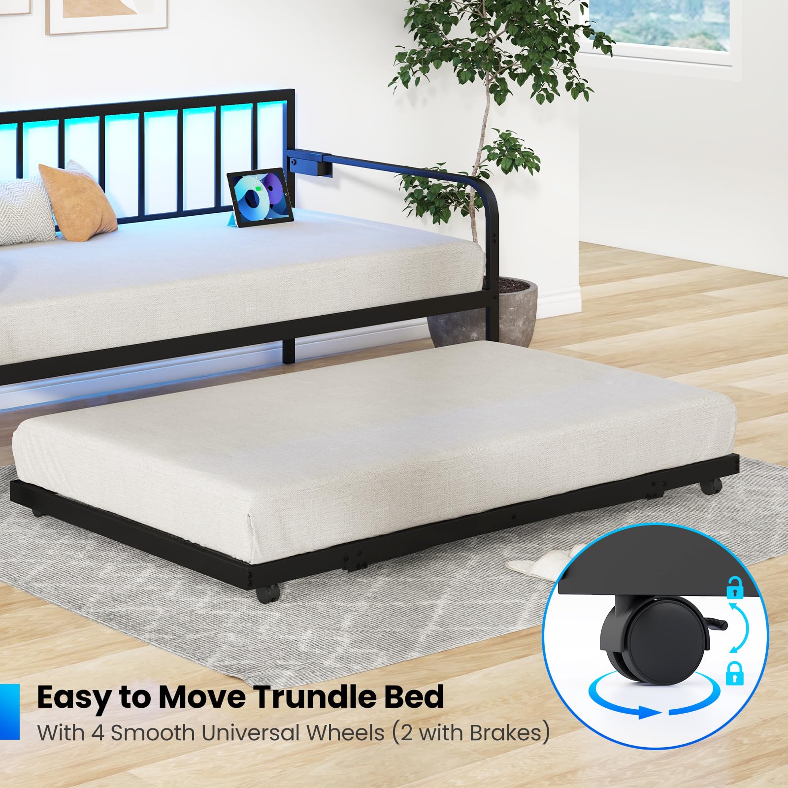 Twin Metal Daybed with Pop Up Trundle
