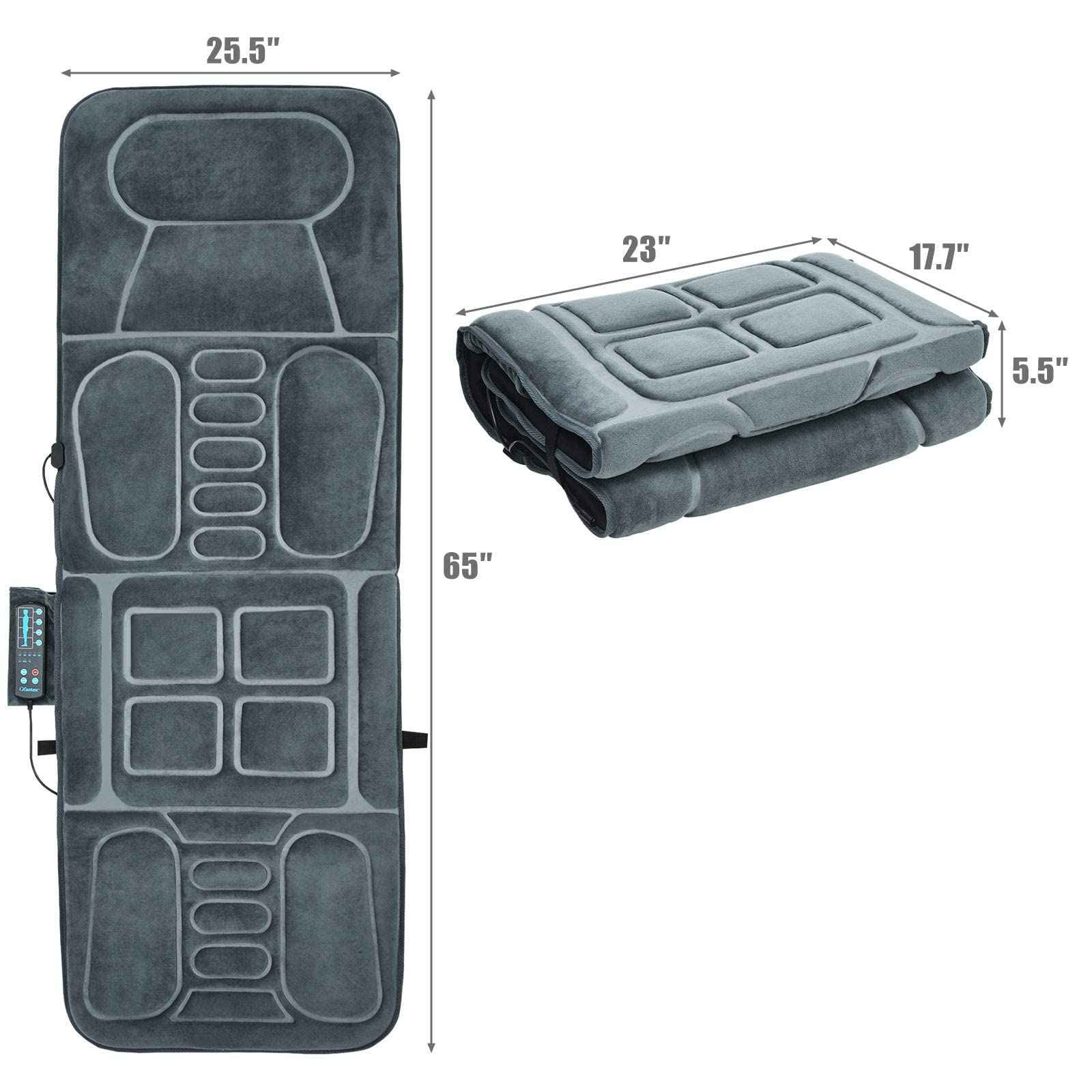 Full Body Massage Mat with Heat, Back Massage Chair Pad with 10 Vibration Motors and Auto Shut Off