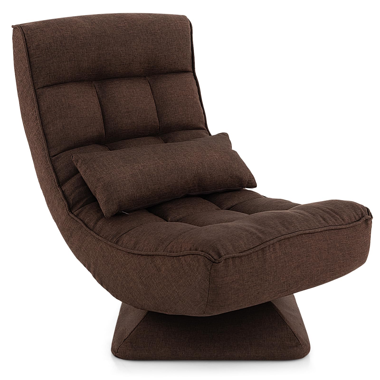 Adjustable Swivel Floor Chair, 5 Position Video Game Chair with Massage Lumbar Pillow, Swivel Base, Steel Frame