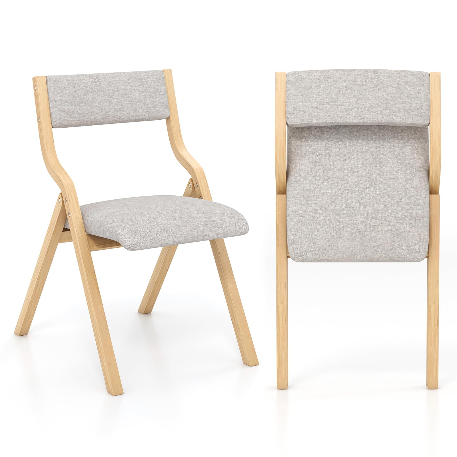 Folding Dining Chairs Set of 2/4, Foldable Chairs with Padded Seat and Solid Wood Frame