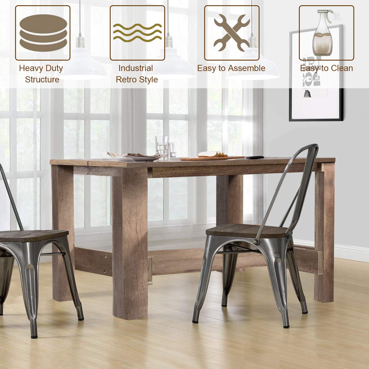 Counter Height Dining Table for 4-6, Large Rectangular Kitchen Table