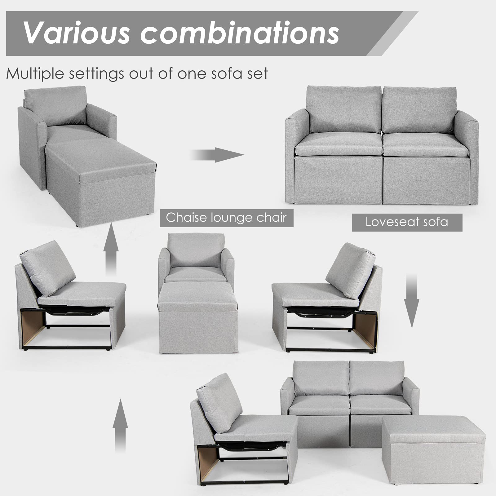 Modern L-Shaped Convertible Sectional Sofa Couch with Reversible Chaise