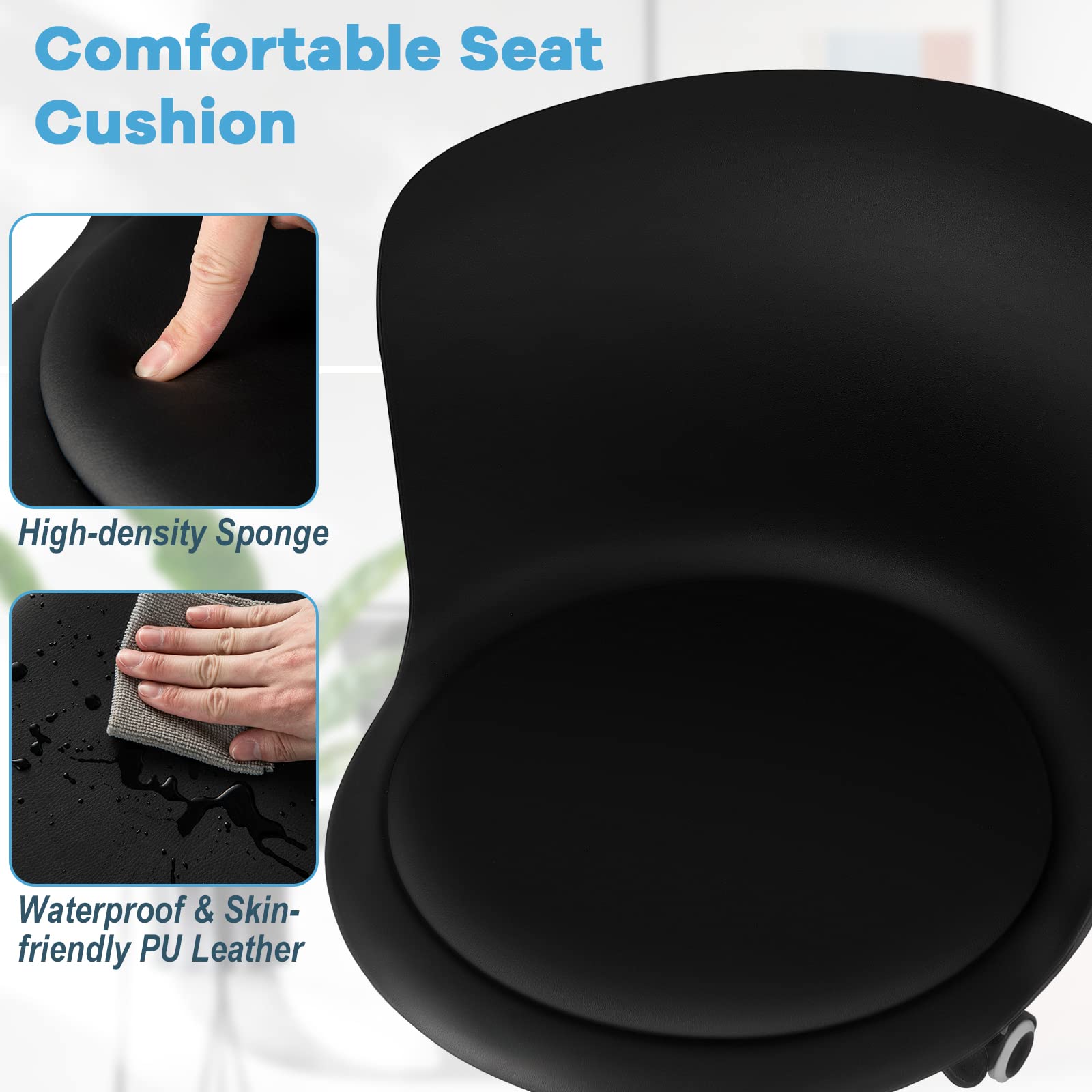 Home Office Desk Chair Set of 2/4, Armless Plastic Swivel Rolling Task Chair w/Soft PU Leather Cushion & Universal Casters