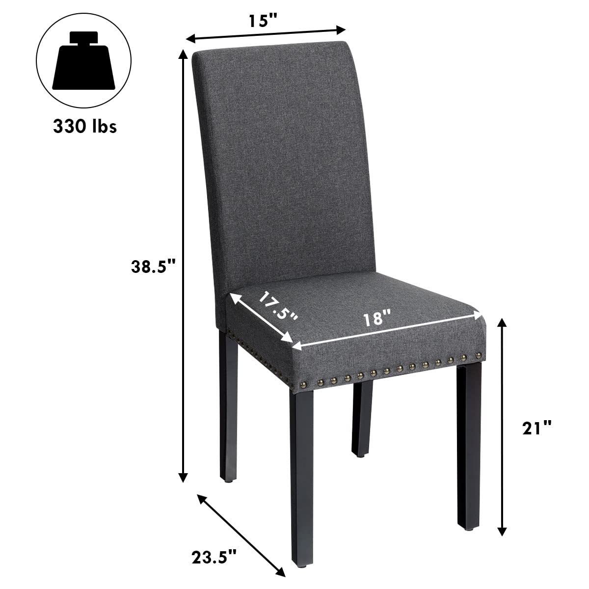 Upholstered Dining Chairs Set of 2, Fabric Side Chairs with Wood Legs, Soft Padded Seat