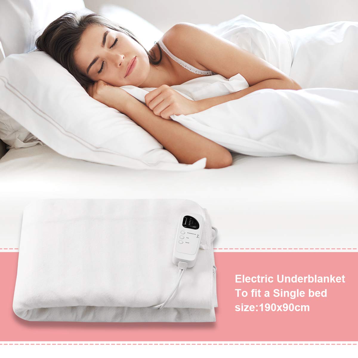 Smart Electric Heated Mattress Pad, Heating Bed Topper Blankets w/ Low-Voltage,Fast Heating