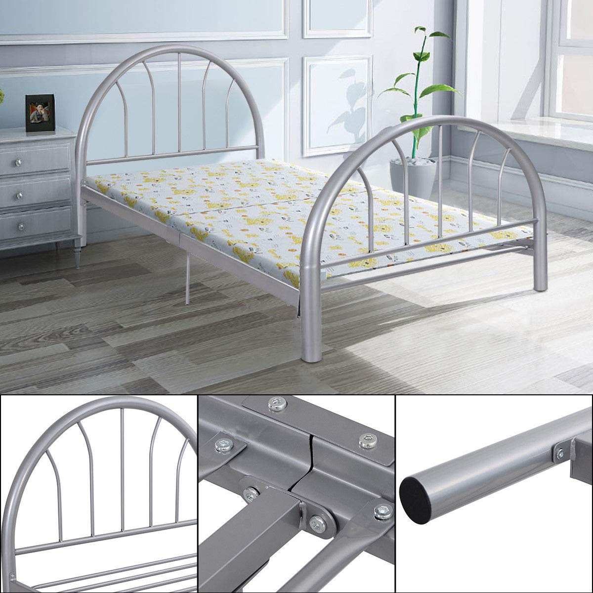 83"x42"x35" Twin Size Metal Bed Platform Bed Frame