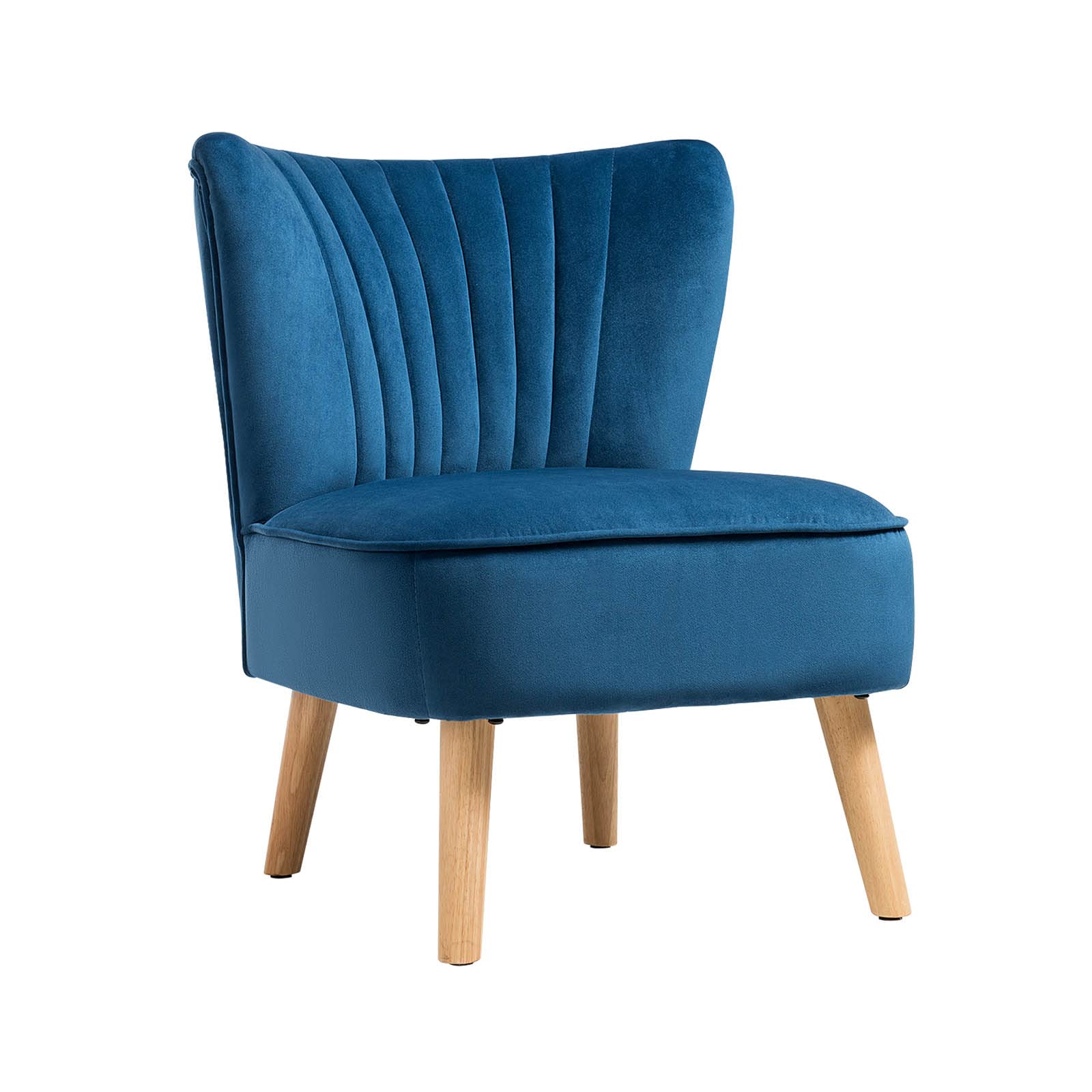 Upholstered Armless Accent Chair w/Rubber Wood Legs & Thick Sponge Seat