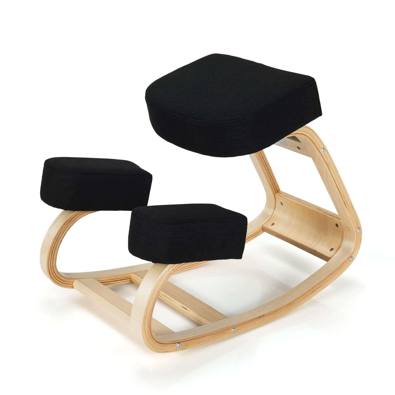 Kneeling Chair, Wood Posture Chair, Max Load 330 Lbs, Rocking Knee Chair with Soft Cushion