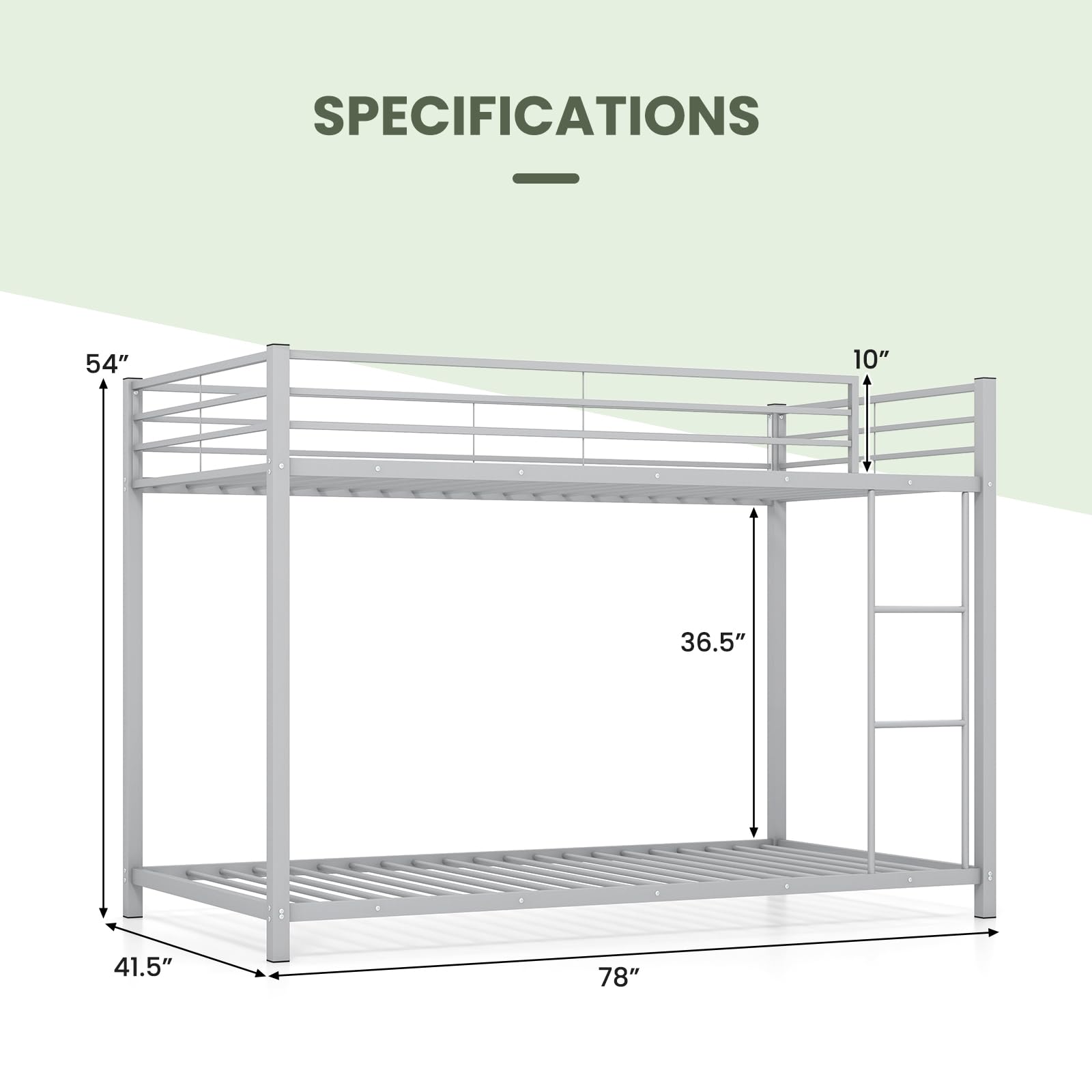 Metal Low Bunk Bed Twin Over Twin