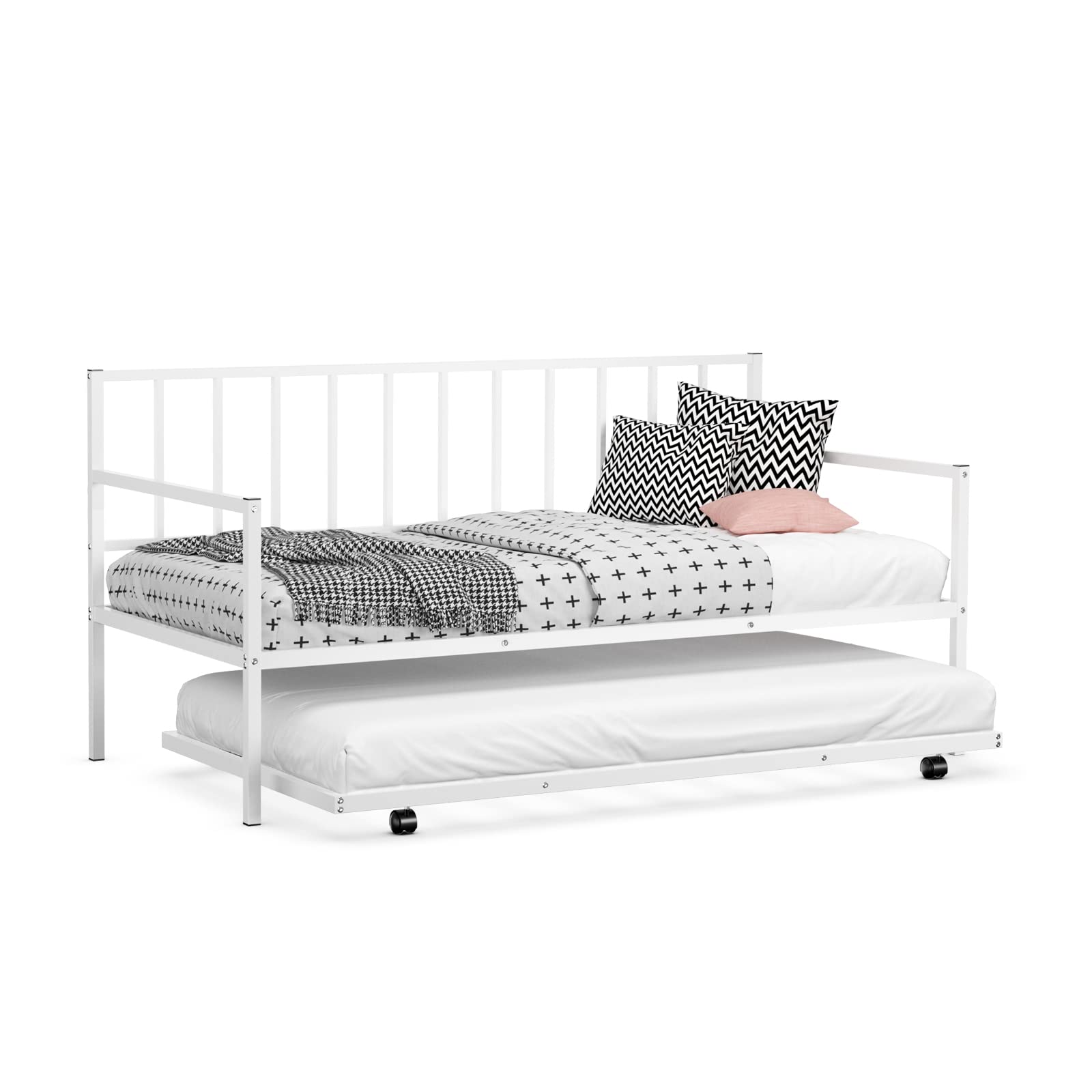 Metal Twin Size Daybed with Trundle