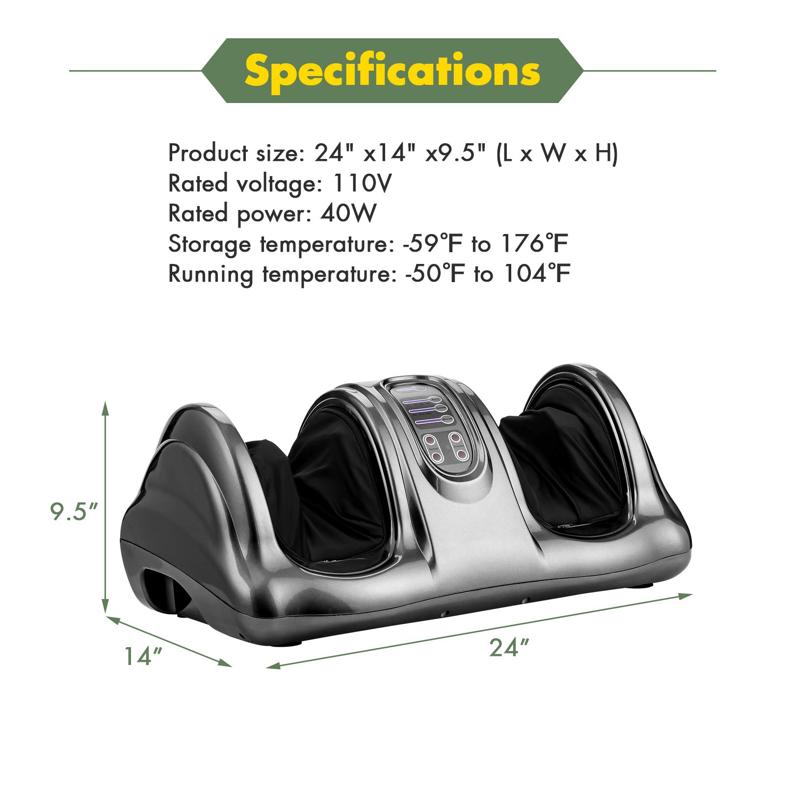 Electric Shiatsu Foot Massager with Remote and 4 Massage Modes