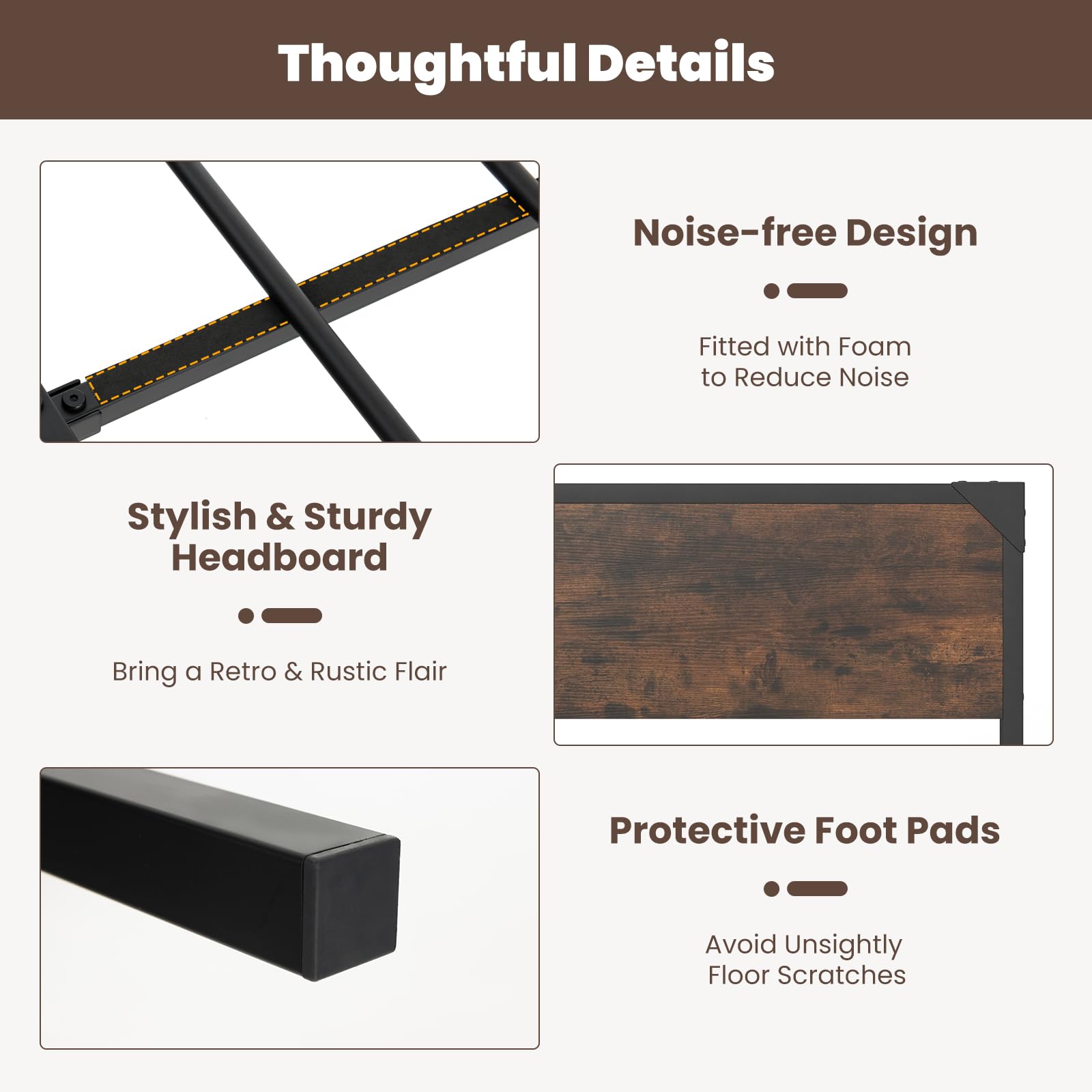 Metal Platform Bed Frame with Headboard