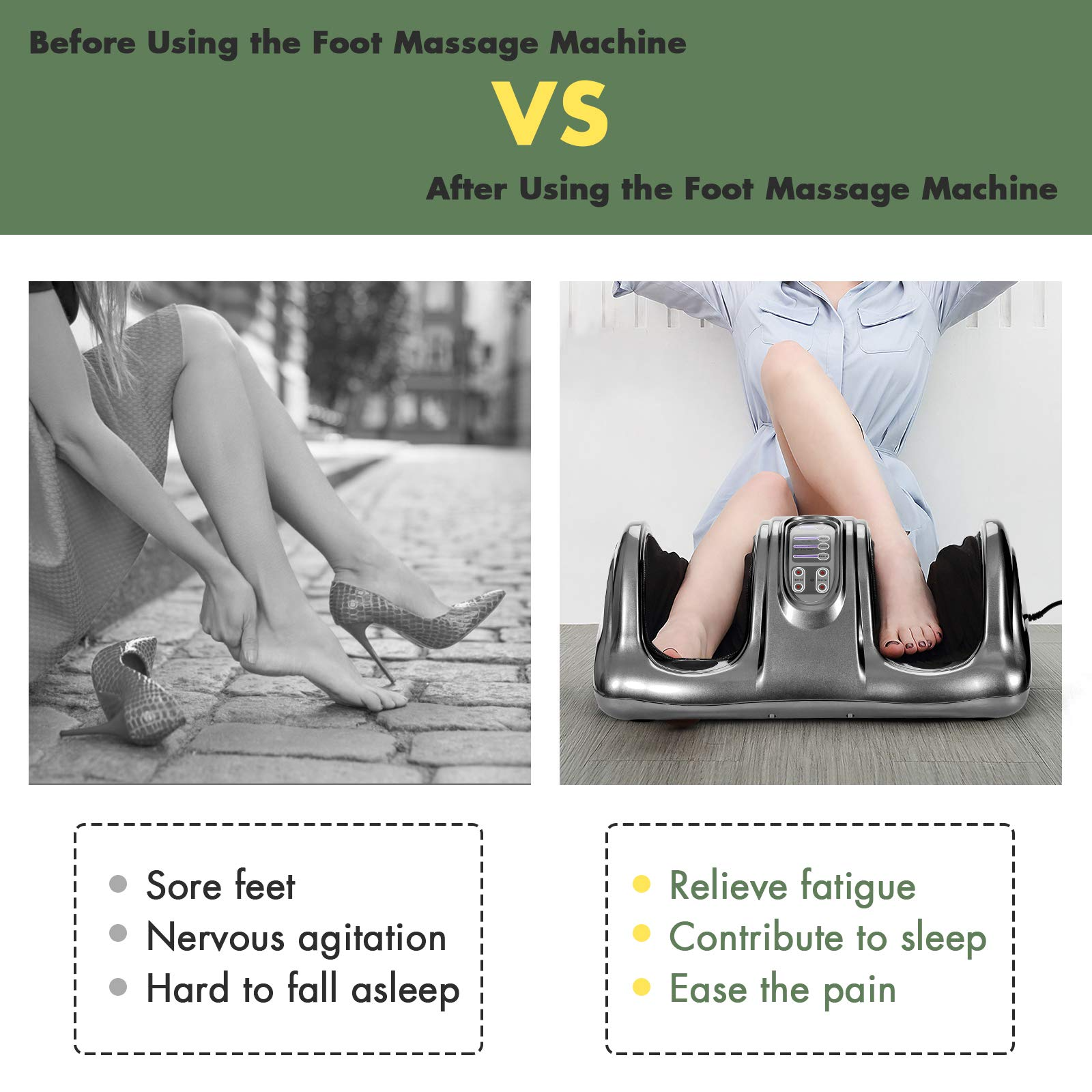 Electric Shiatsu Foot Massager with Remote and 4 Massage Modes