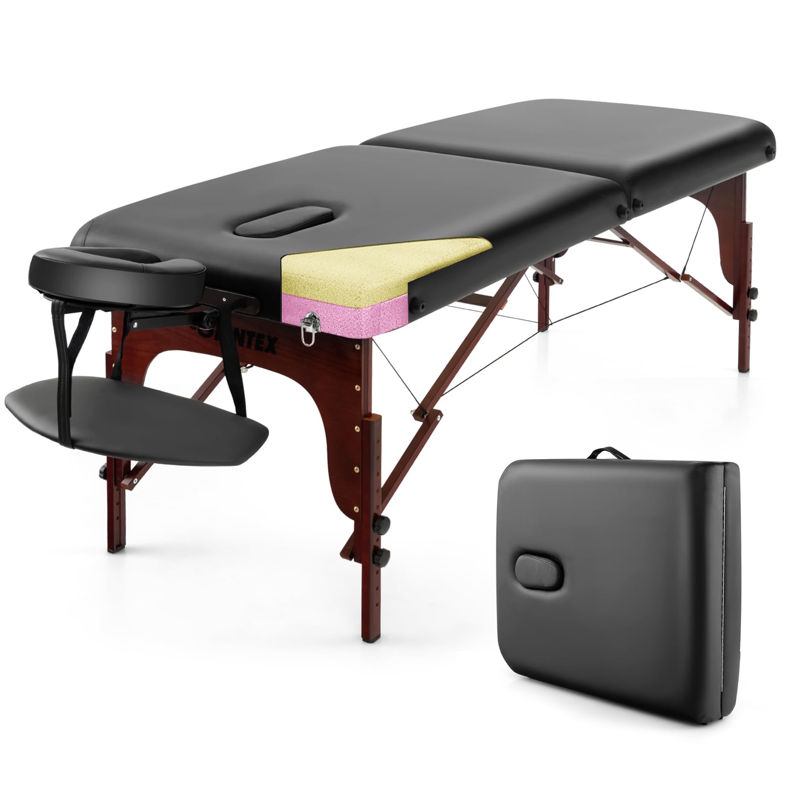 Portable Massage Table 84 Inch, Folding Lash Bed with Premium Foam & Beech Wood Leg