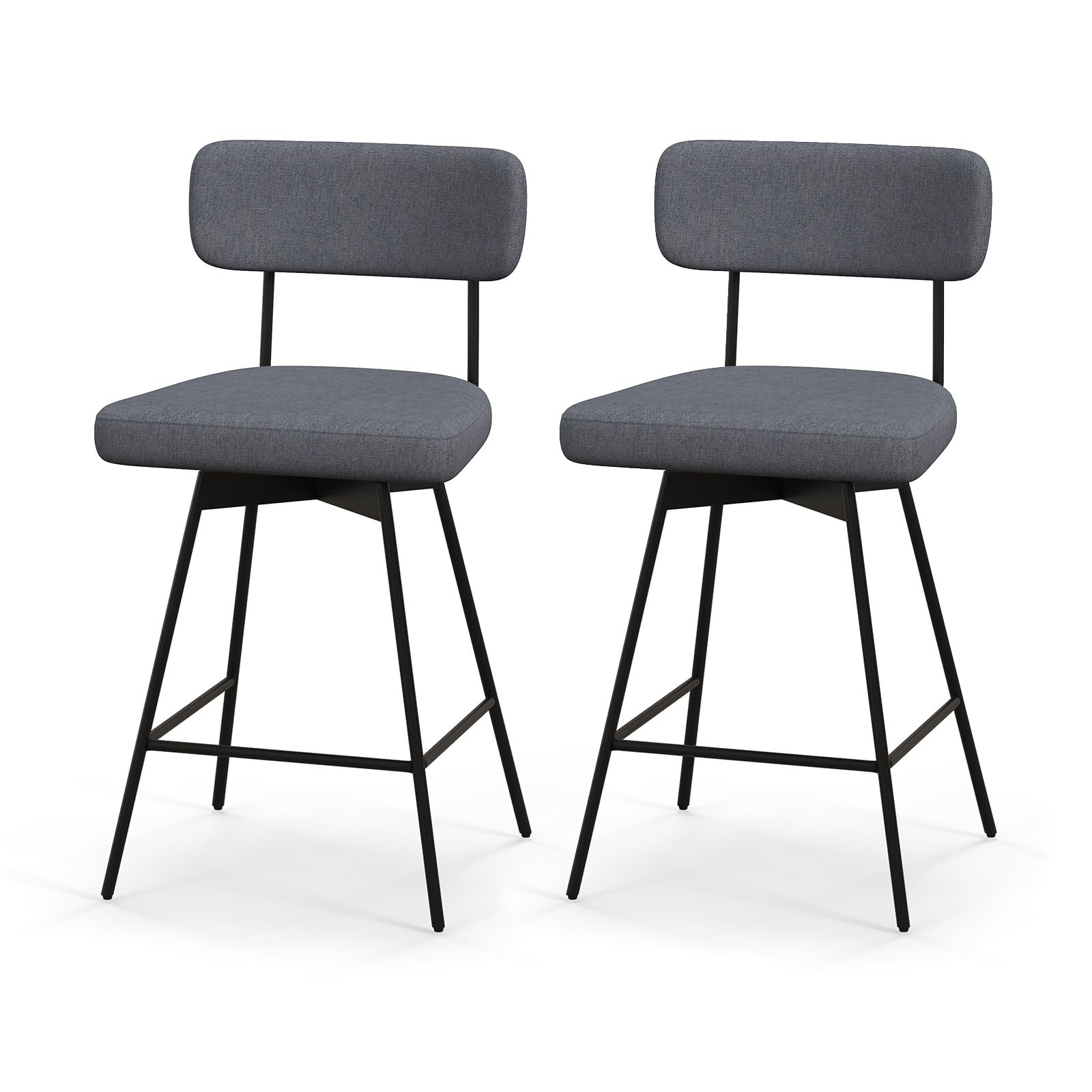 Bar Stools Set of 2/4, 25&rdquo; Upholstered Counter Height Bar Stools with Back