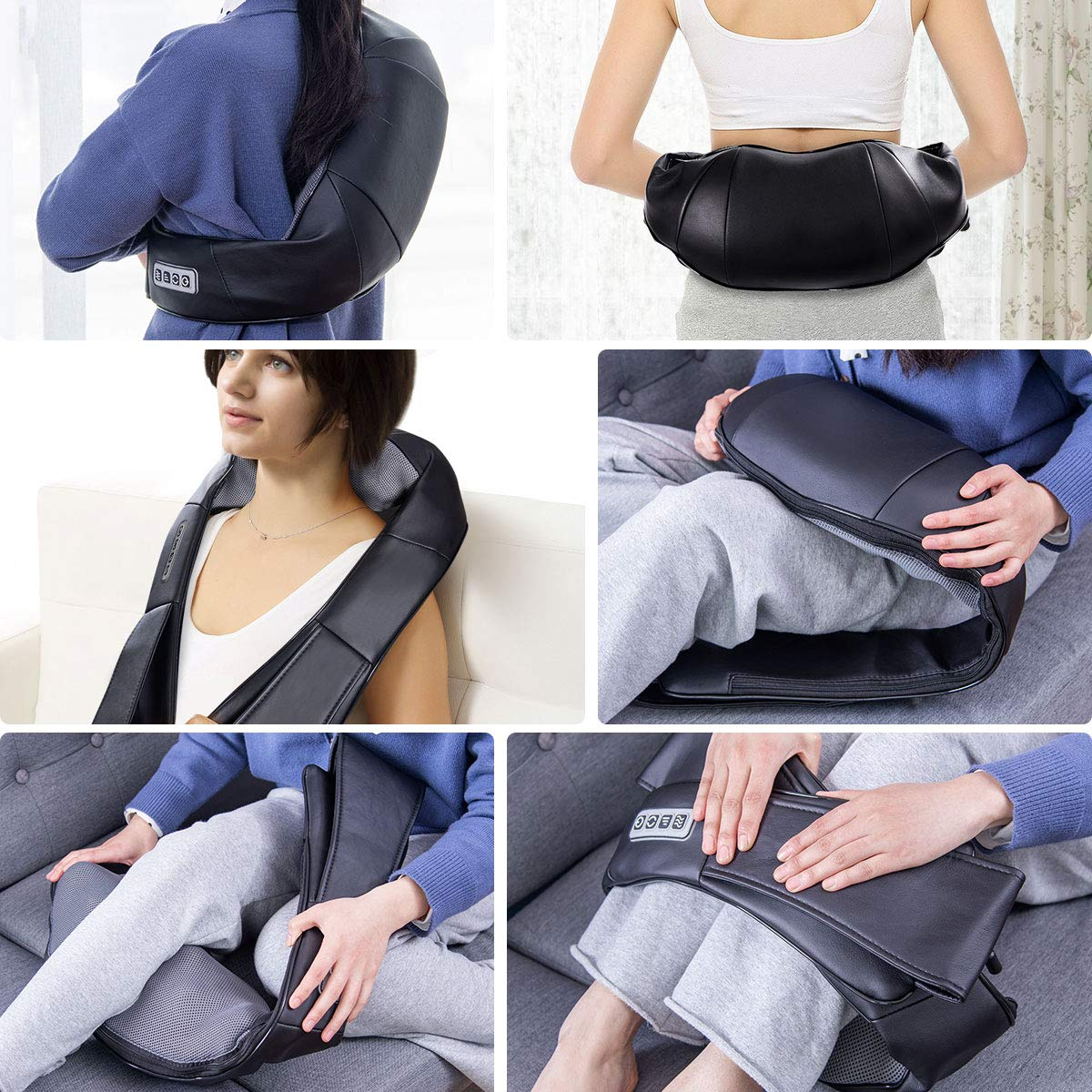 Shiatsu Neck Back Massager with Heat, Electric 3D Kneading Massage Pillow for Neck