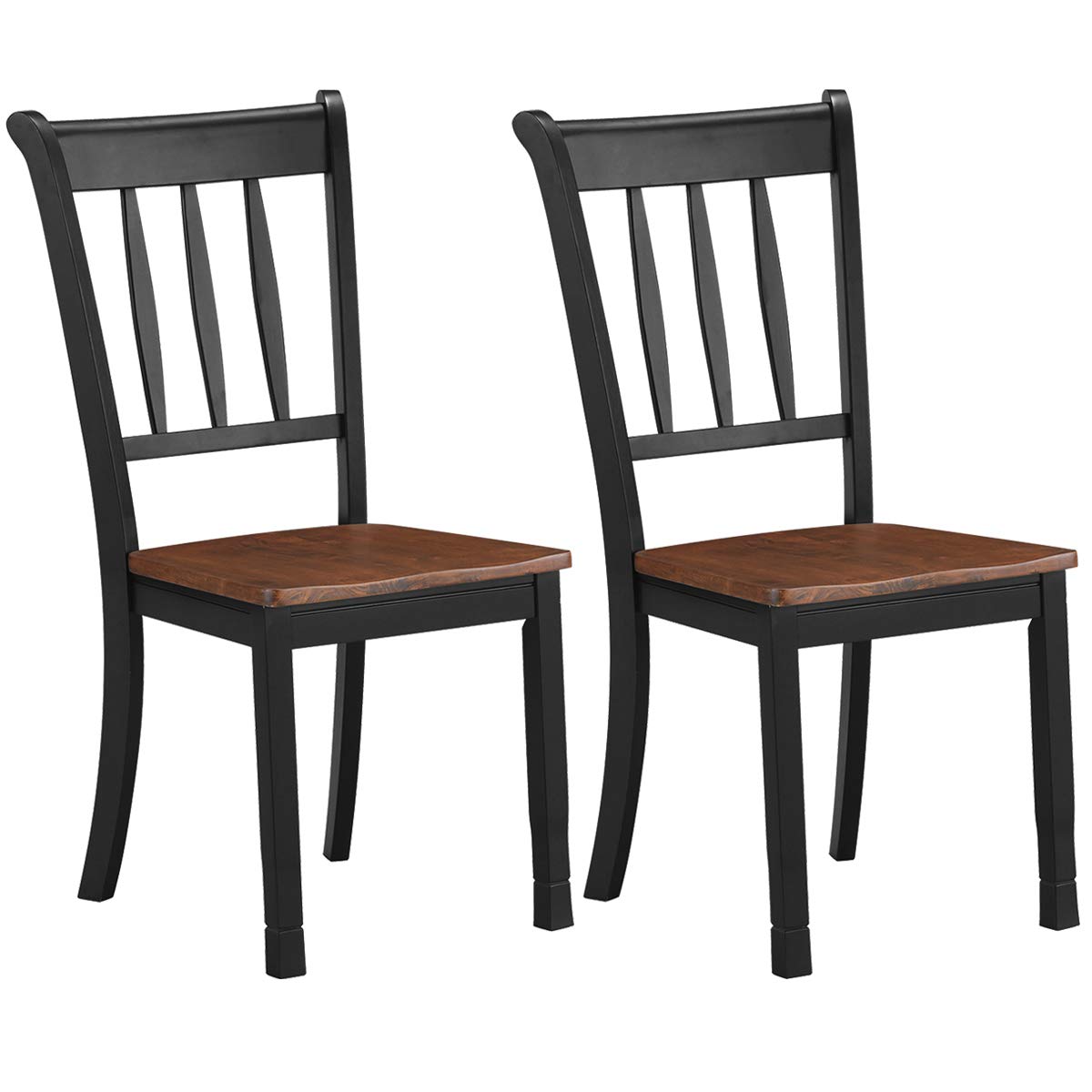 Set of 2/4 Wood Solid Rubber Wood Armless Dining Chairs with Non-Slip Foot Pads