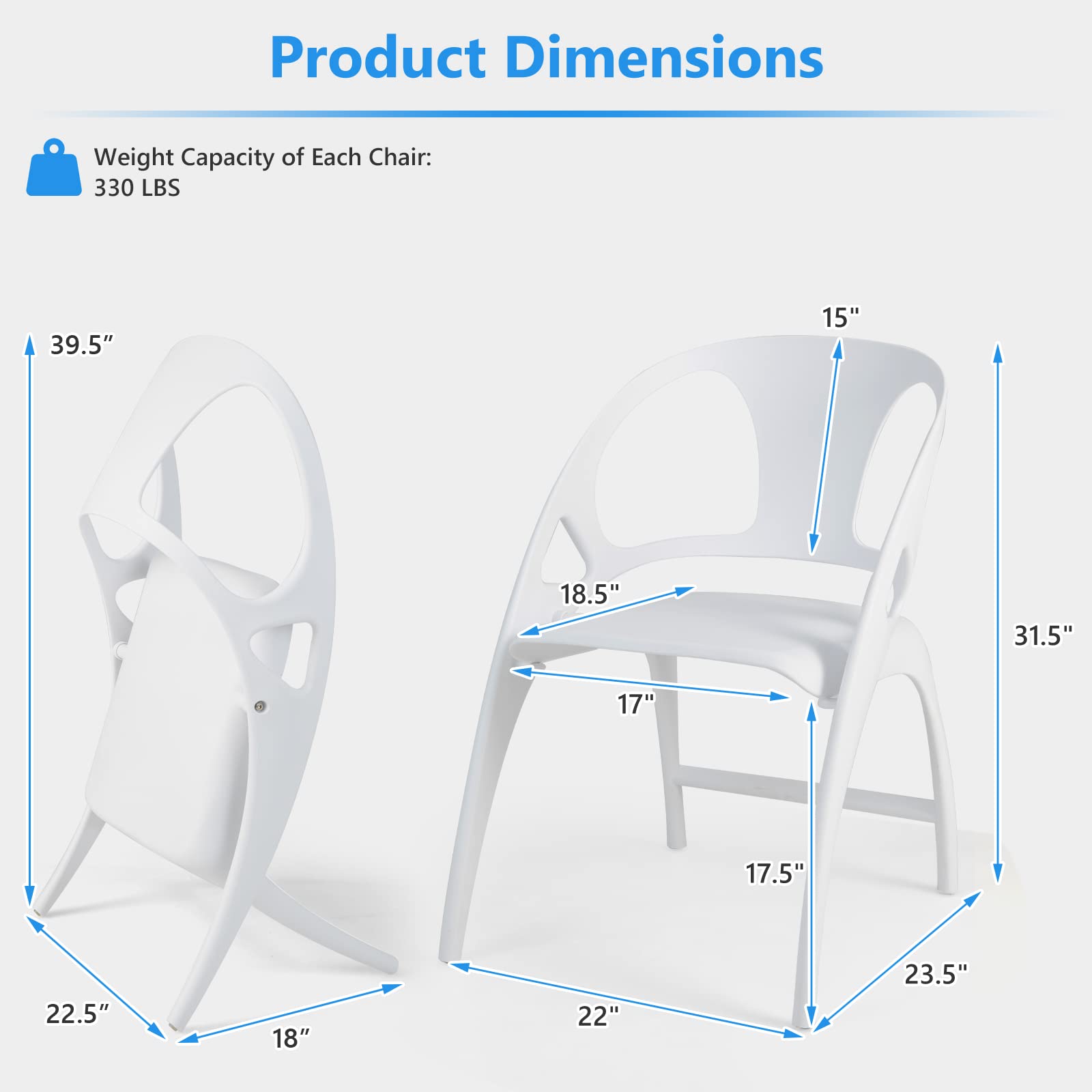 Folding Dining Chairs Set of 2/4, Outdoor Plastic Dining Chairs with Armrest and High Backrest