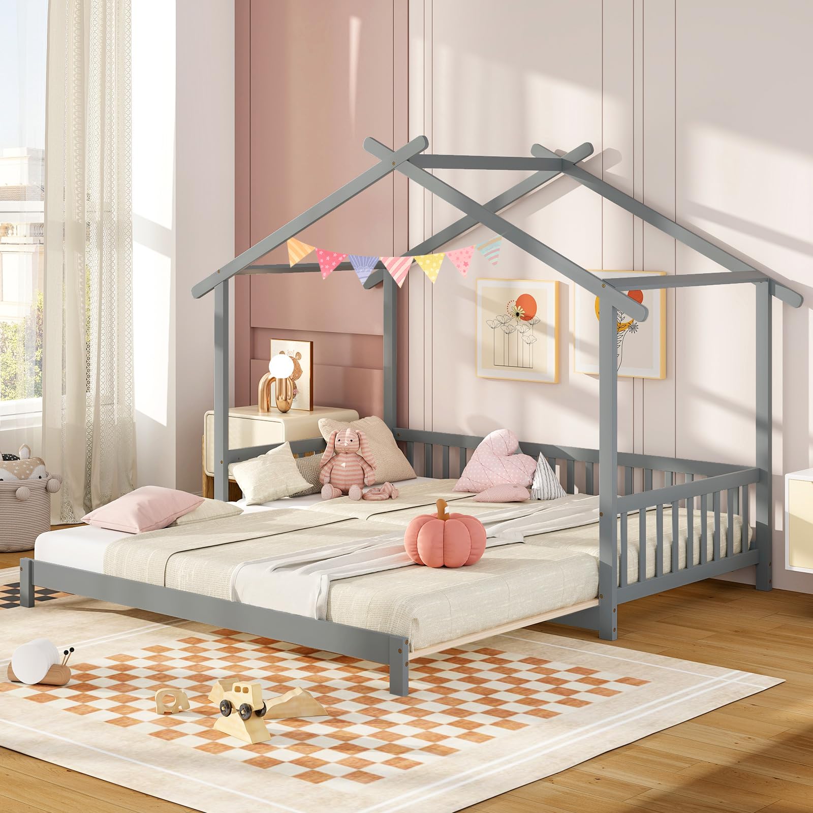 Wood Extendable House Bed