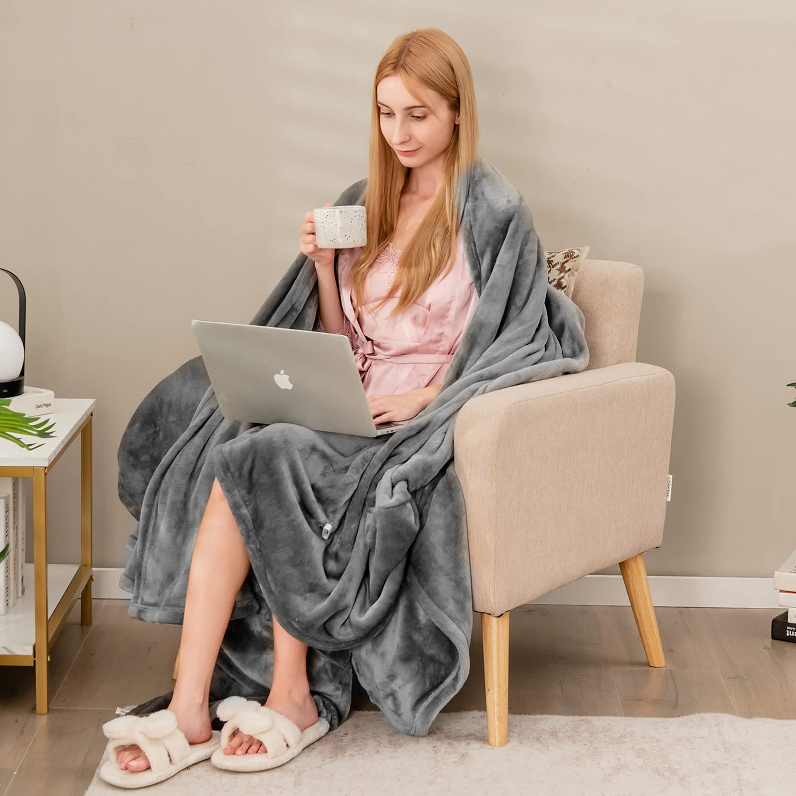 Heated Blanket Electric Blanket Twin Size 84&rsquo;&rsquo; x 62&rsquo;&rsquo; Heating Blanket with 10 Heating Levels & 12 Hour Selectable Auto Shut-Off