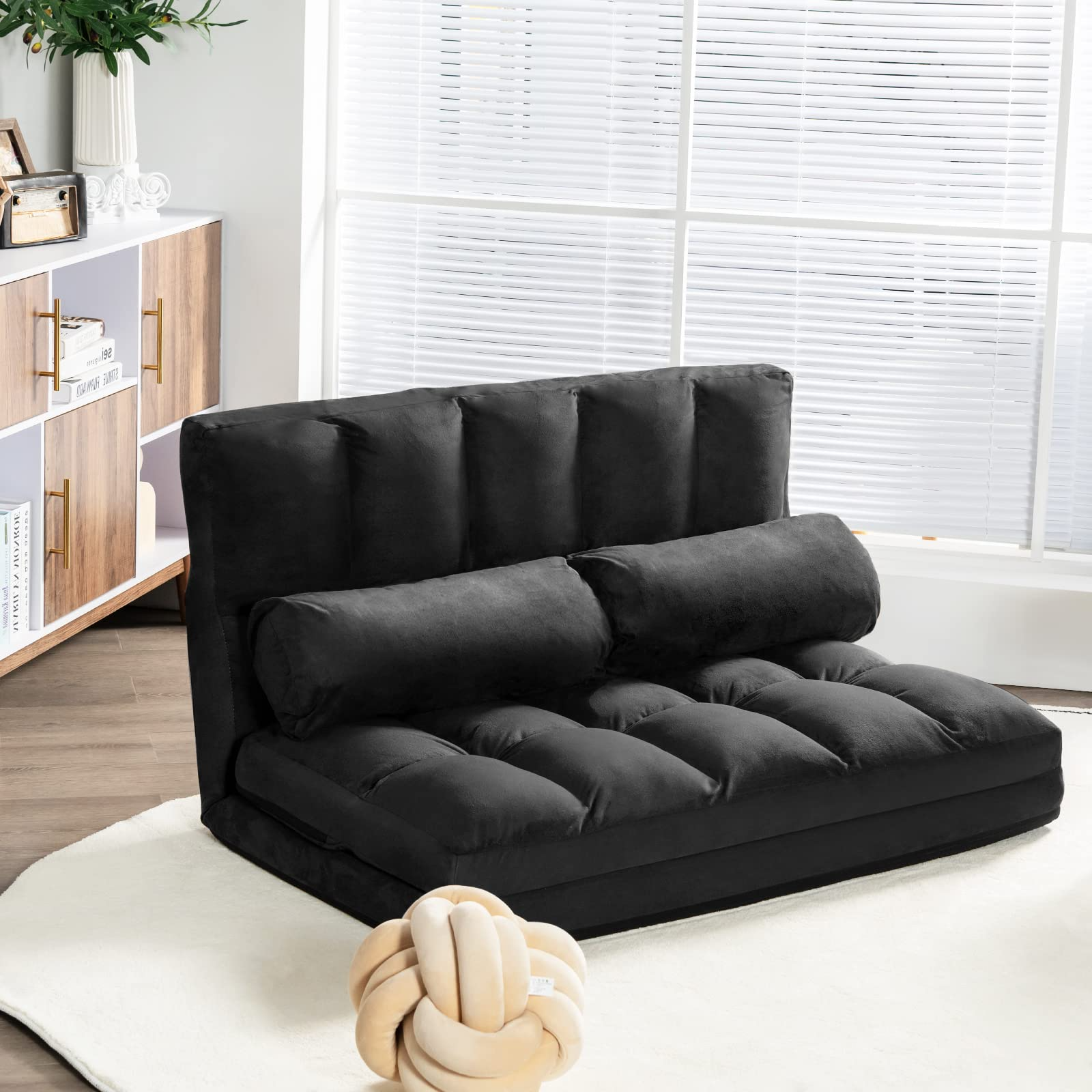Various Colours Available 6-Position Adjustable Floor Sofa with 2 Pillows