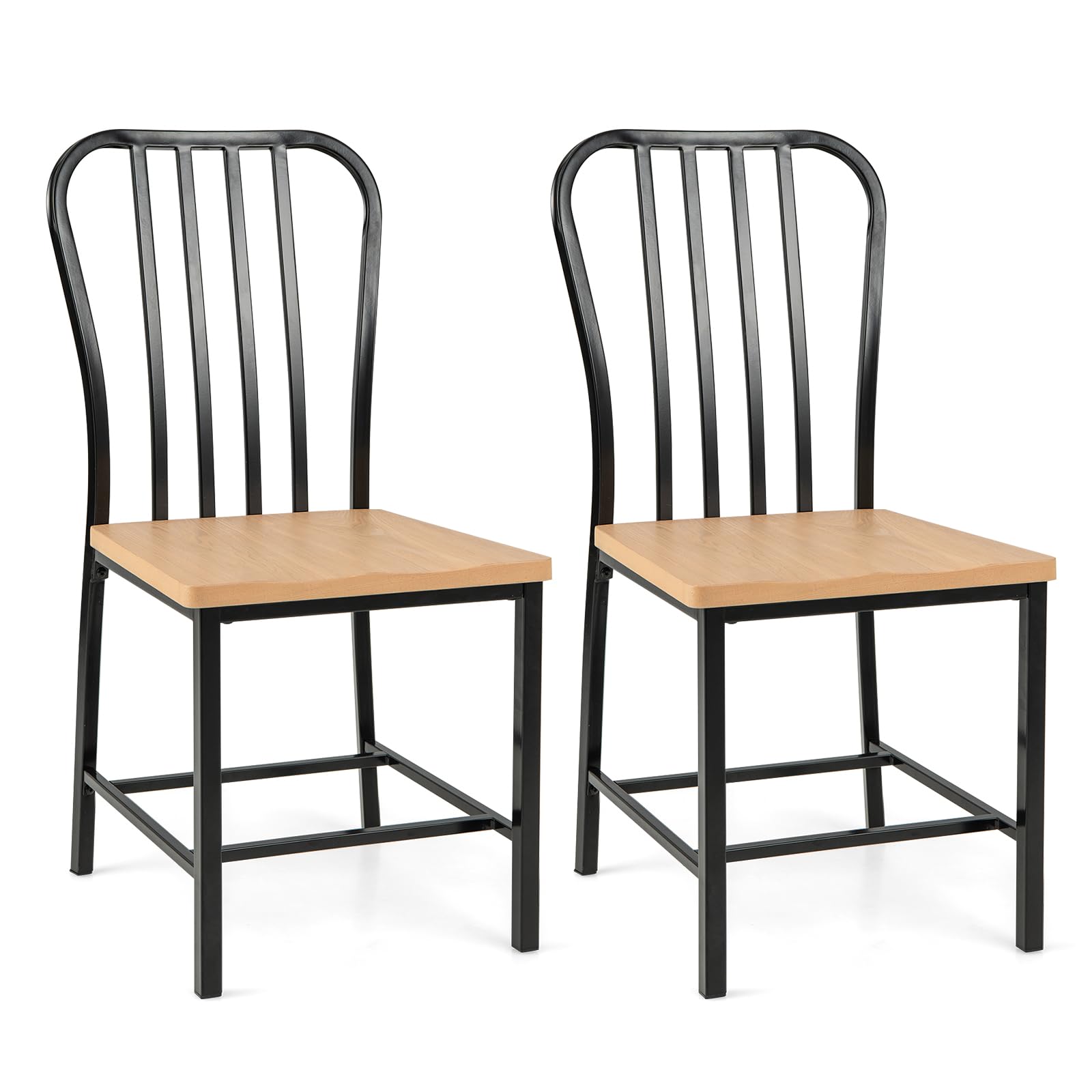 Dining Chairs Set of 2/4 with Slat Back, Solid Metal Frame