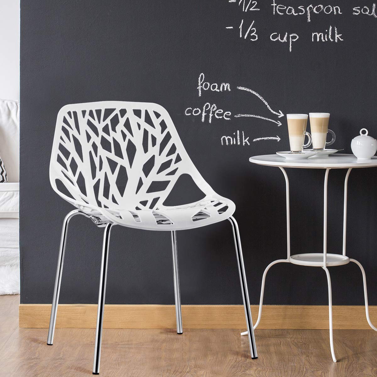 Set of 6 Modern Stackable Dining Chairs with Plastic Feet Pads