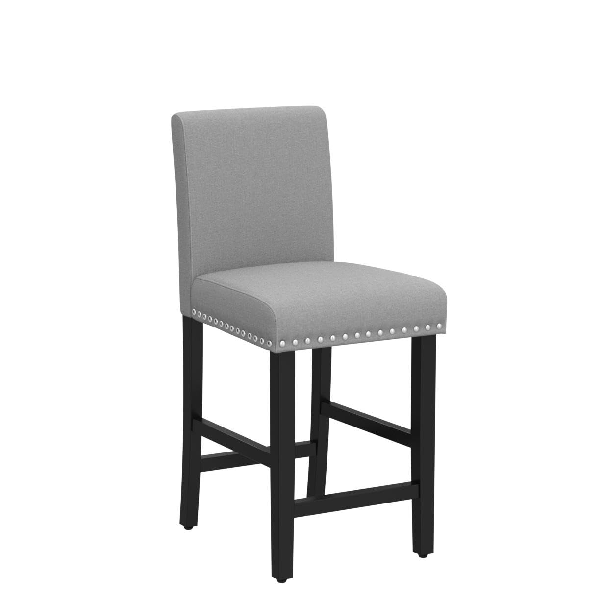 Bar Stools Set of 2/4, 25'' Counter Height Upholstered Bar Chairs w/ Rubber Wood Legs, Breathable Linen Fabric, Padded Seat & Backrest