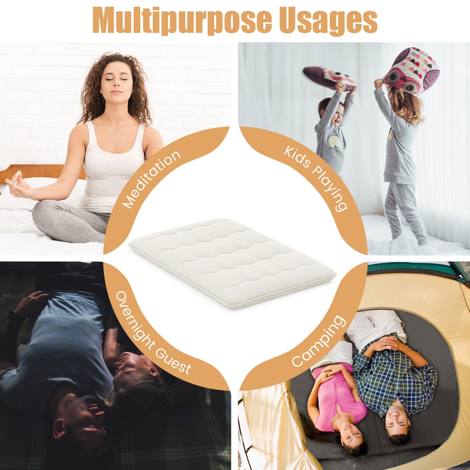 Japanese Floor Mattress 4 Inch Roll up Futon Mattress