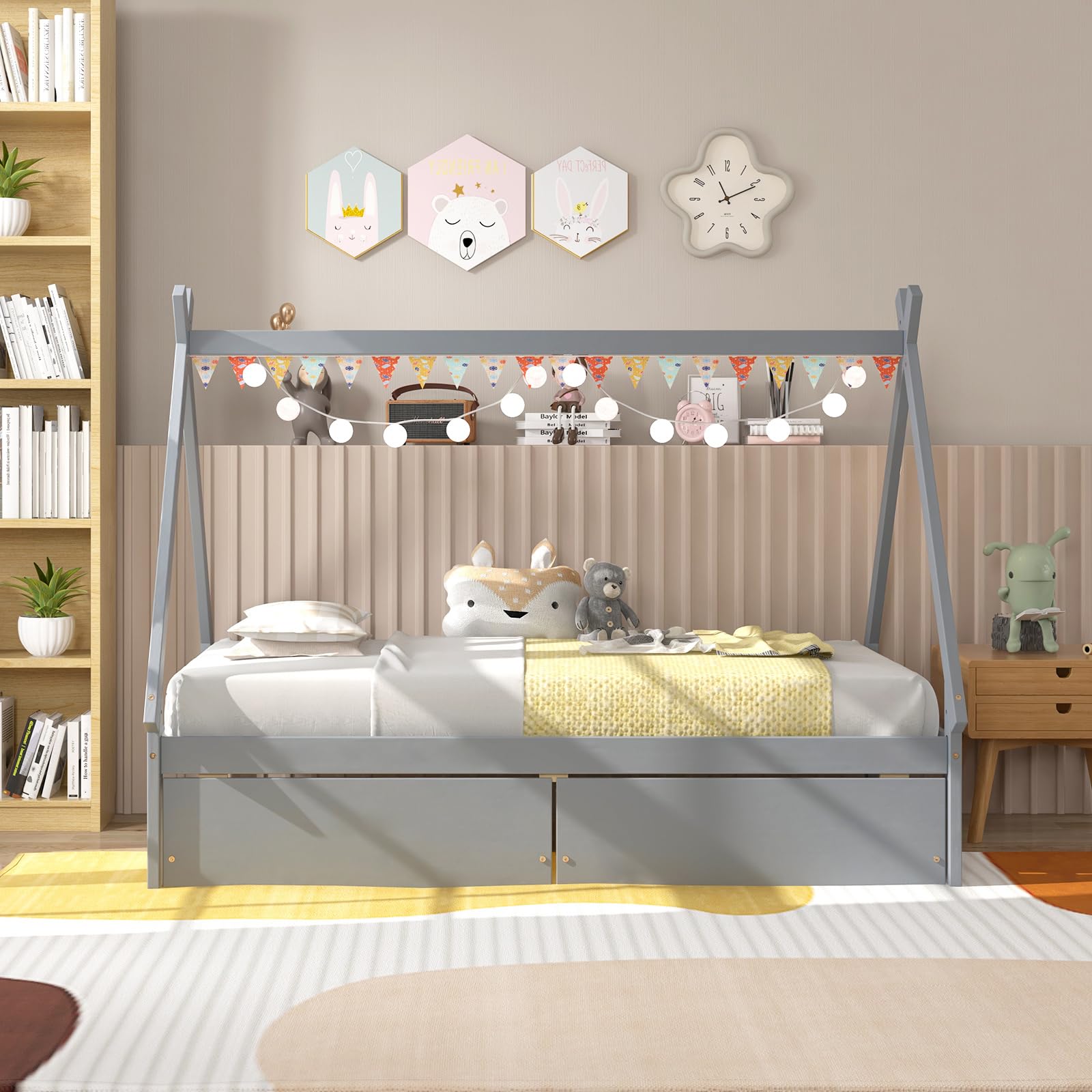 Twin Size House Bed with 2 Storage Drawers