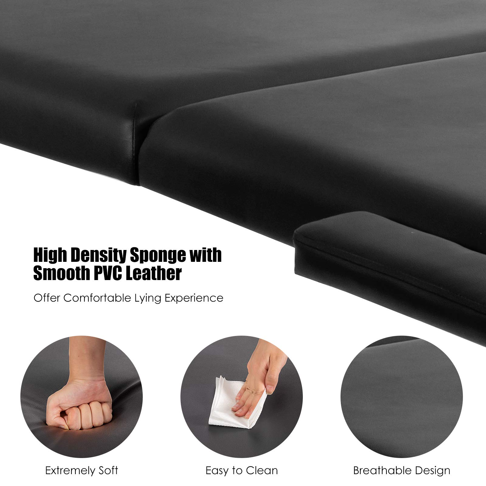 Portable Massage Bed Height Adjustable with Carry Case & Face Cradle