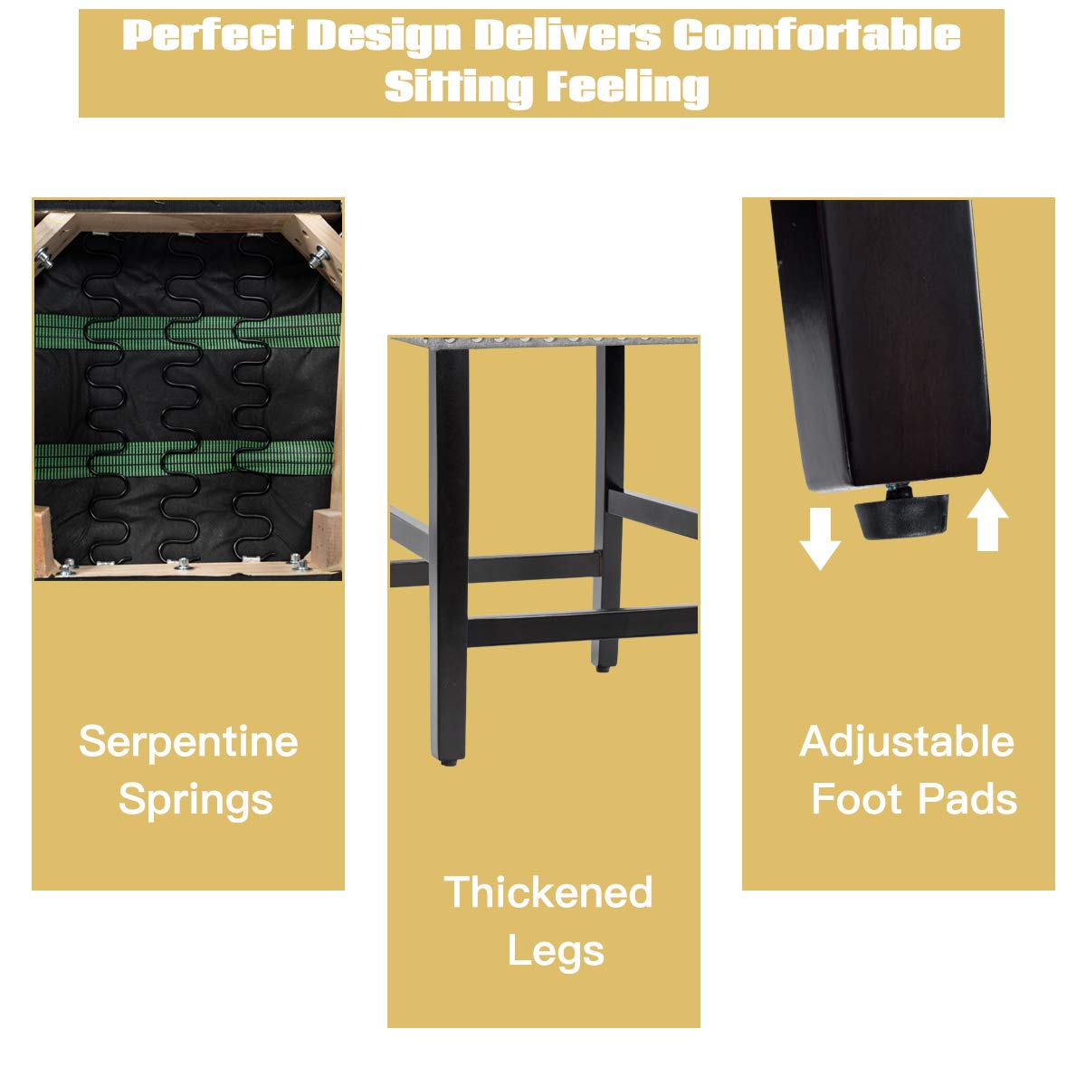 Bar Stools Set of 2/4, 25'' Counter Height Upholstered Bar Chairs w/ Rubber Wood Legs, Breathable Linen Fabric, Padded Seat & Backrest