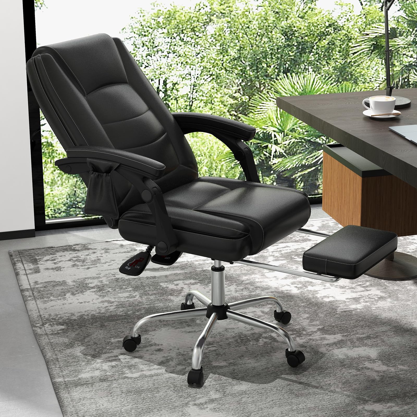 Massage Adjustable Executive Chair - 400 LBS Big and Tall Office Chair with Linkage Armrests