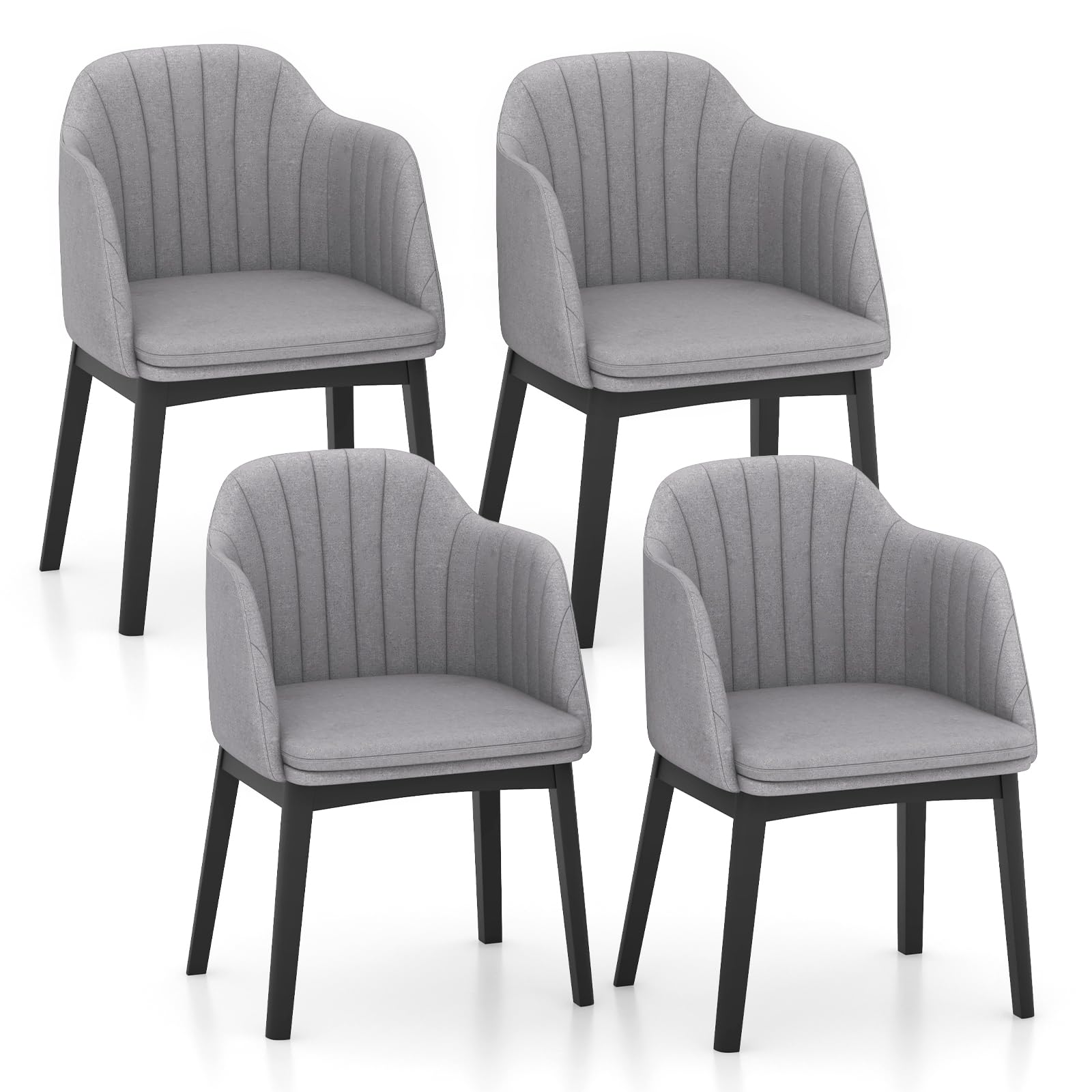Modern Dining Chairs Set of 2/4, Upholstered Velvet Accent Chairs w/Curved Backrests & Rubber Wood Legs