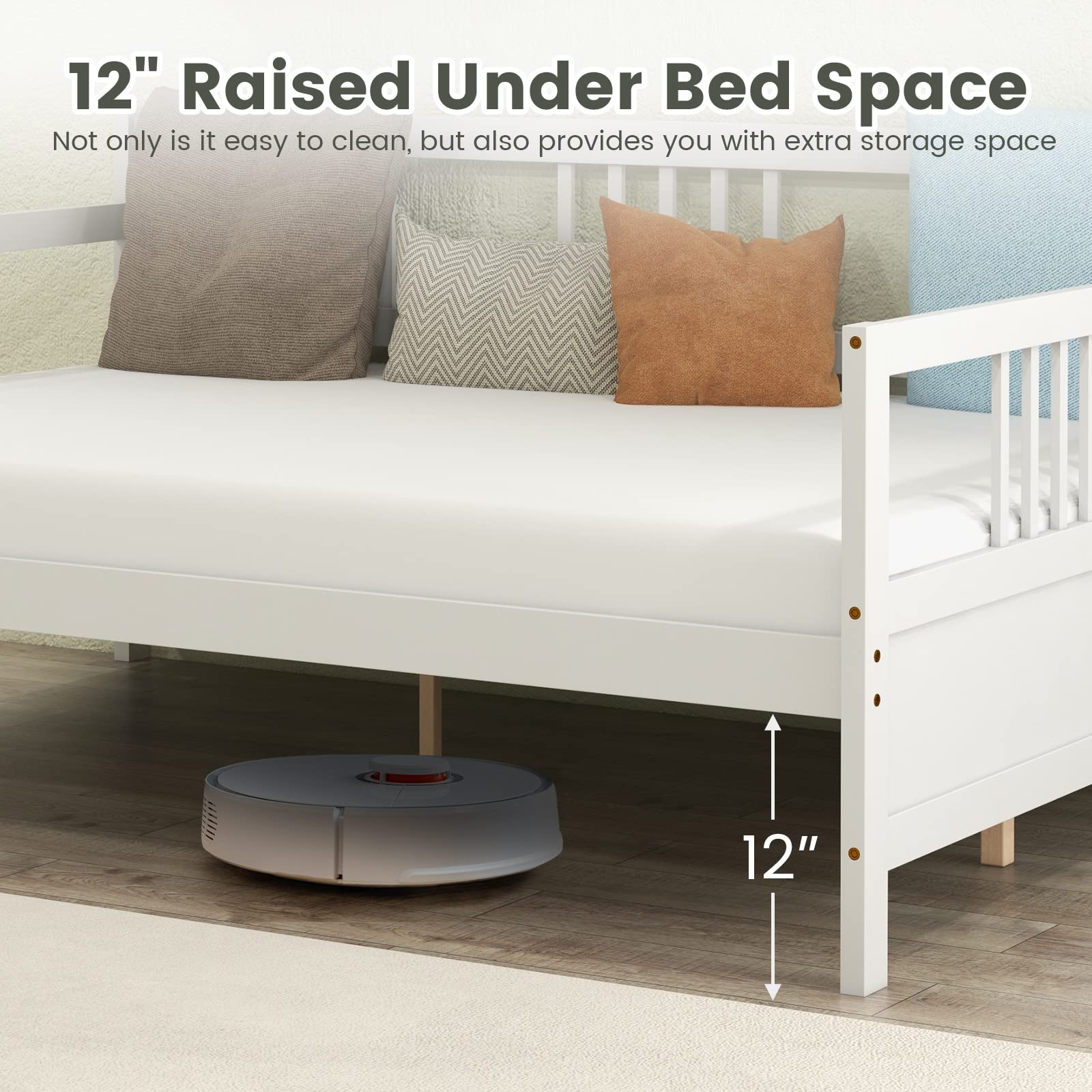 Full Size Wood Daybed with Wooden Slats Support