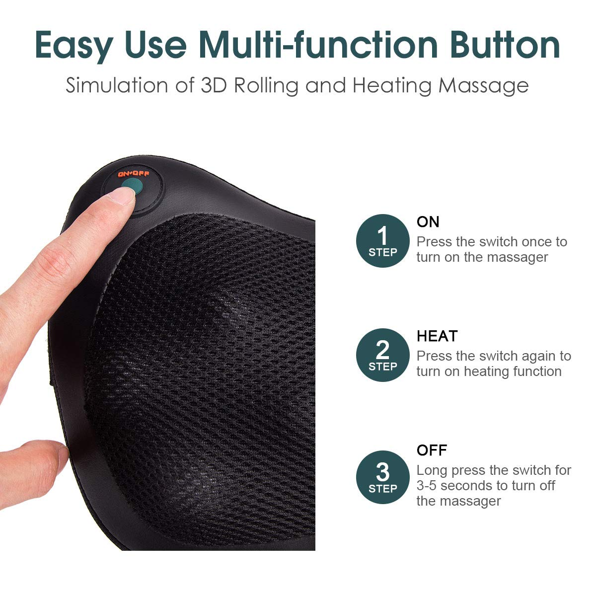 Shiatsu Back Neck Massager with Heat, Kneading Massage Pillow for Muscle Pain Relief