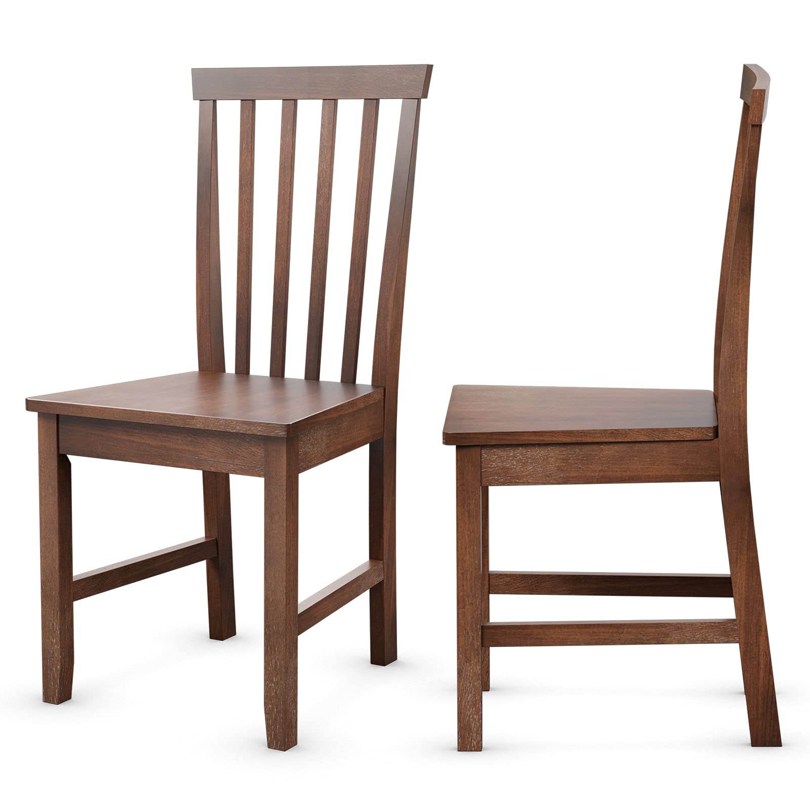 Wood Dining Chair Set of 2/4, Farmhouse Wooden Dining Side Chair with High Slat Back, Rubber Wood Legs