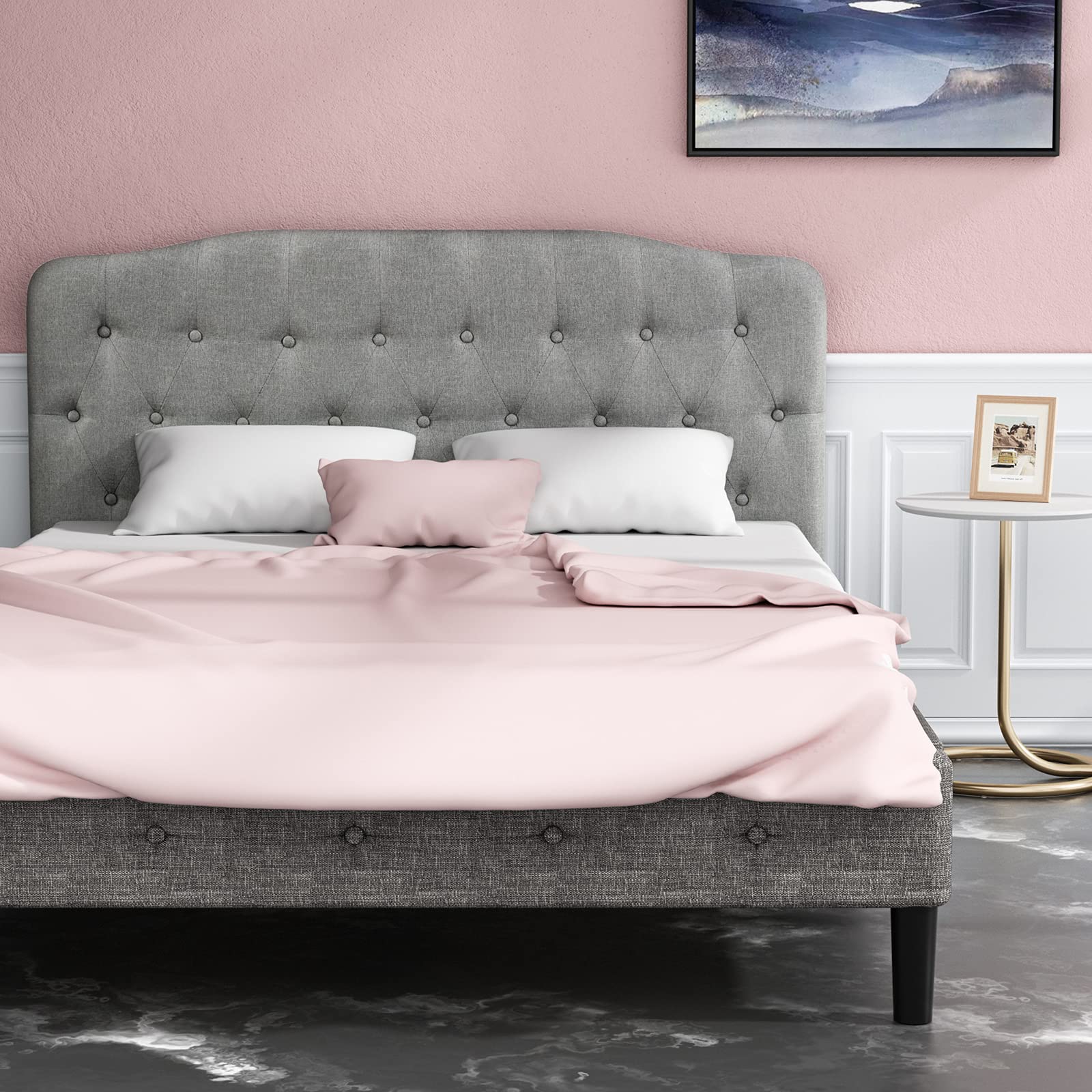 Upholstered Headboard, Adjustable Height from 38" to 53" Platform