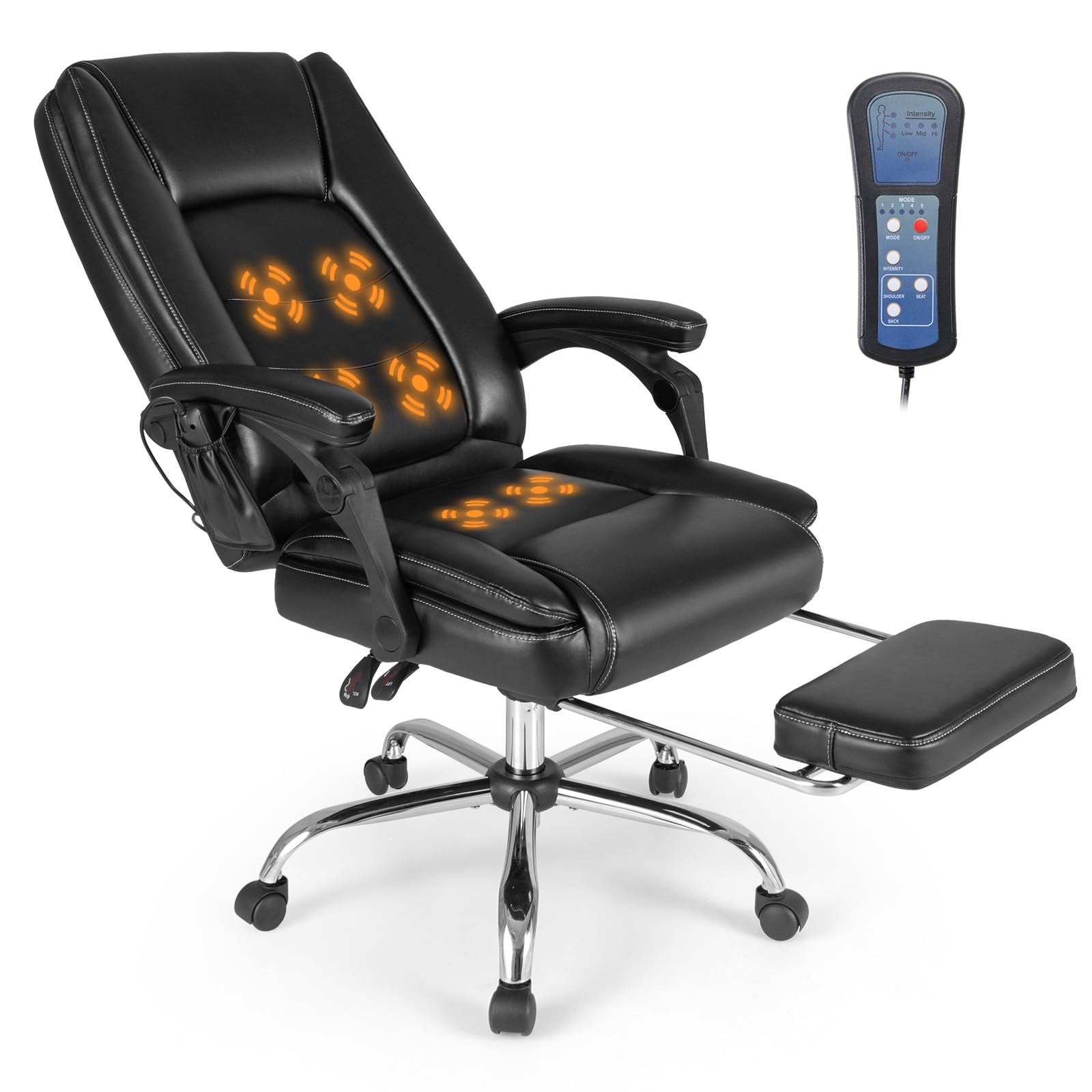 Massage Adjustable Executive Chair - 400 LBS Big and Tall Office Chair with Linkage Armrests