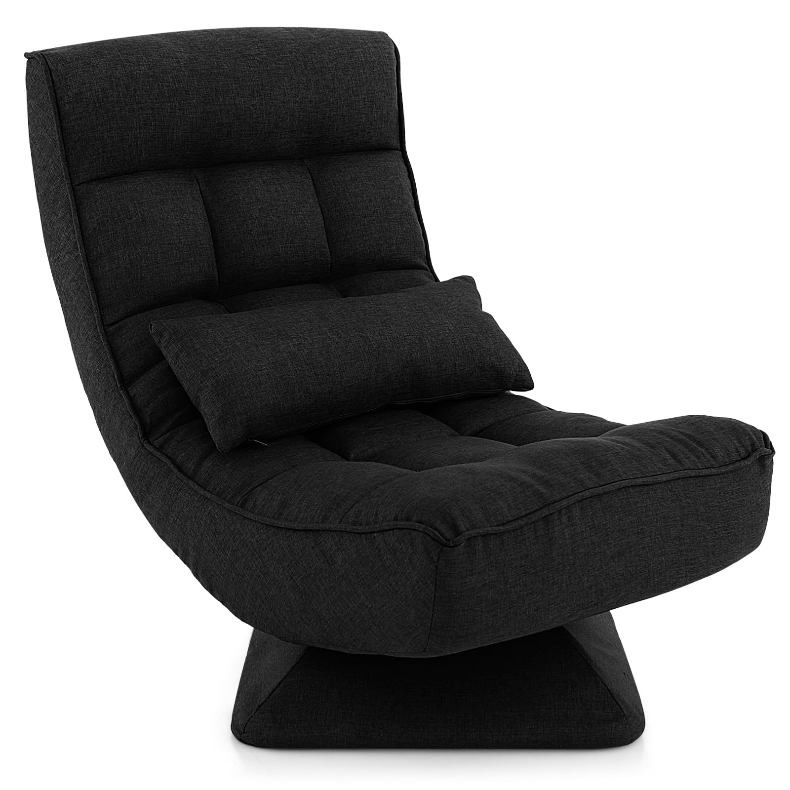 Adjustable Swivel Floor Chair, 5 Position Video Game Chair with Massage Lumbar Pillow, Swivel Base, Steel Frame