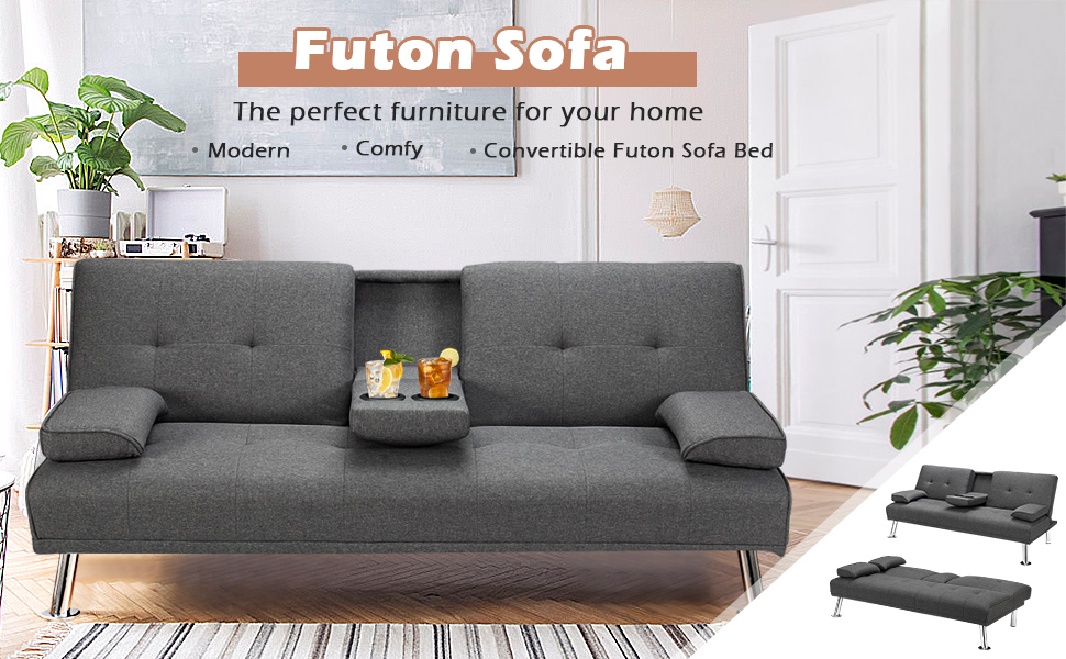 Modern Convertible Futon Sofa Bed